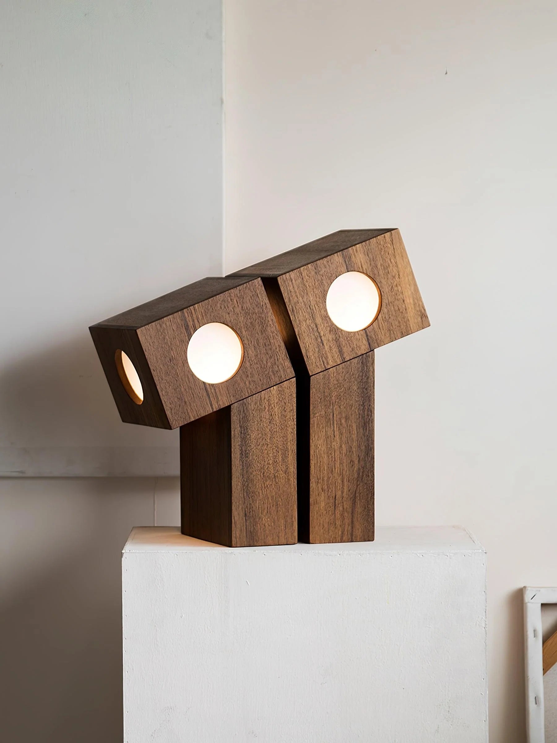 Modern Wooden Table Lamp - Handcrafted Timber Desk Light for Bedroom, Living Room & Office - Warm Ambient Lighting for Reading & Relaxation
