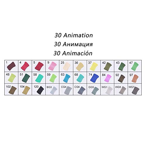 Cobaka 30/40/60/80 Color Alcohol-Based Art Markers - Professional Sketch Brush Pens for Manga Drawing, Animation & Illustration | Perfect for Artists, Designers & Students (30 Animation Colors)