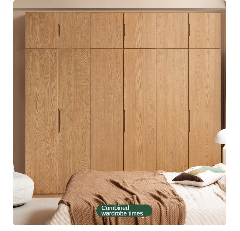 Solid Oak & Cherry Wood Modern Corner Wardrobe - Triangle Floor Standing Closet for Bedroom, Living Room, and Office Storage