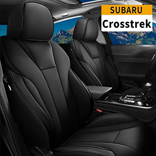 Premium Waterproof Faux Leather Car Seat Covers Full Set - Custom Fit for Subaru Crosstrek 2018-2022 Models | Airbag Compatible Vehicle Cushion Protectors | Perfect for Road Trips, Daily Commutes & Pet Owners