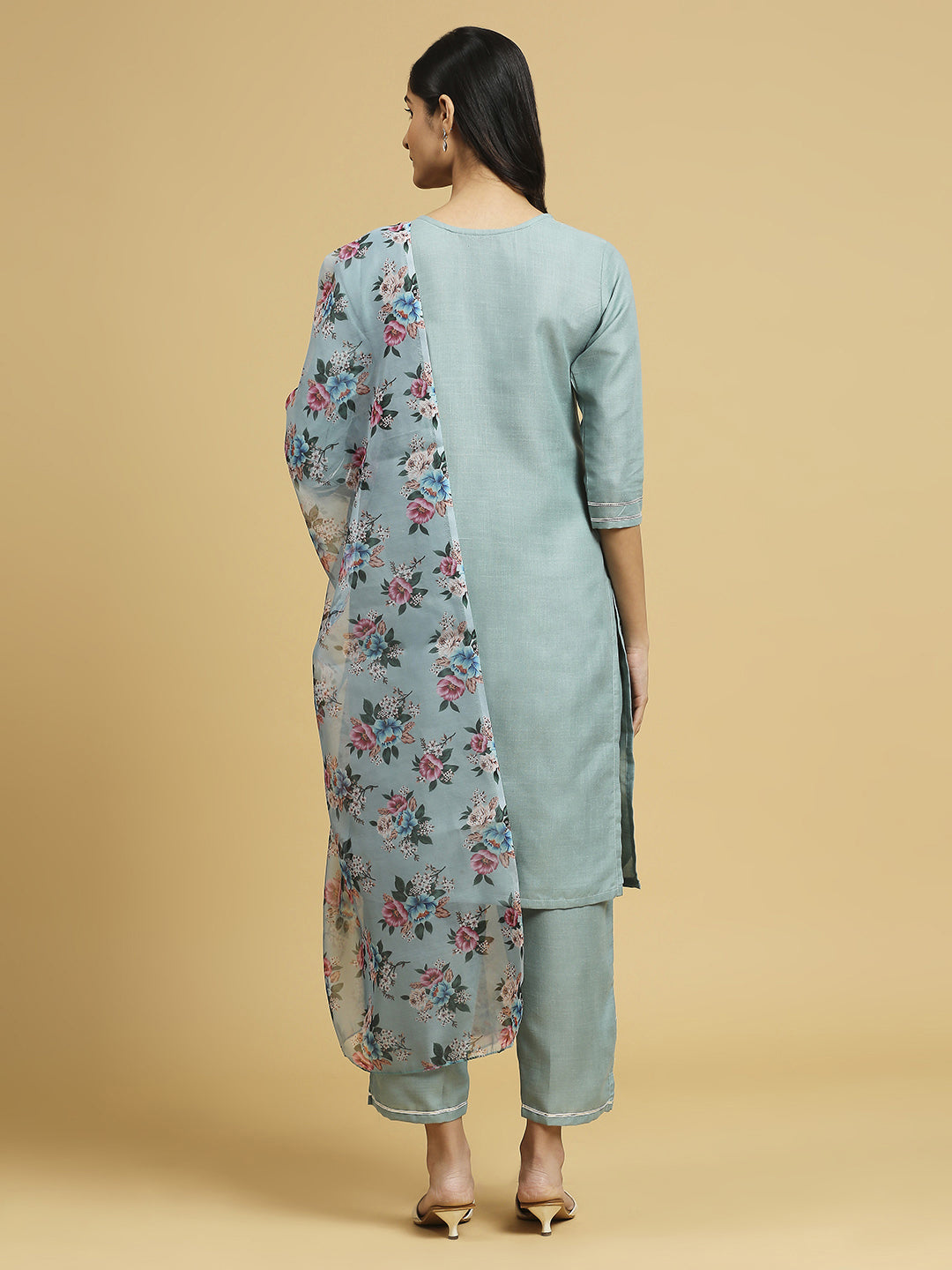 Trendy Aqua Blue Floral Printed Cotton Pant Suit for Women - Elegant Designer Outfit for Parties, Weddings & Office Wear