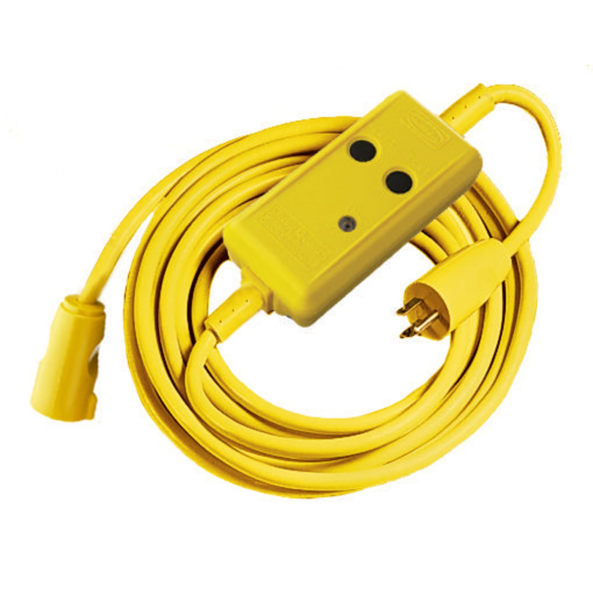 15A Weatherproof 25 ft Yellow GFCI Extension Cord - Outdoor Use for Power Tools, Holiday Lights & Garden Equipment