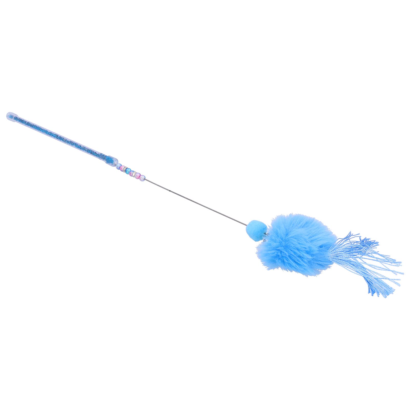 Interactive Cat Tassel Wand Toy with Bell - Blue Feather Teaser Stick for Kittens & Adult Cats - Perfect for Playtime, Exercise & Bonding with Your Feline Friend