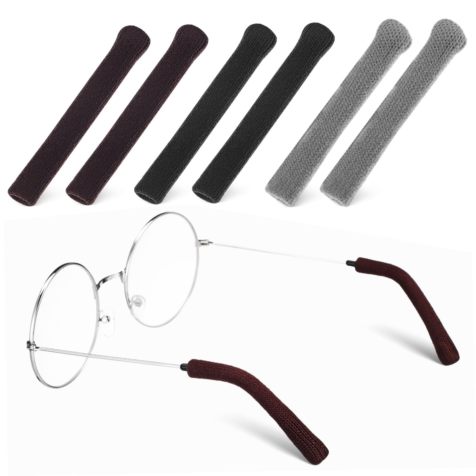 Healvian 12 Pairs Glasses Arm Covers - Soft Ear Pads & Anti-Slip Hooks for Eyeglasses - Comfortable Eyewear Accessories for Reading, Driving & Daily Use