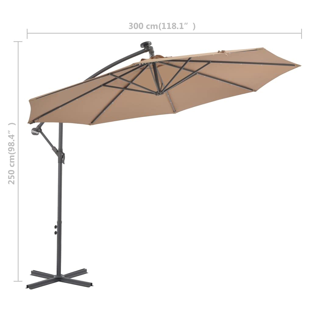 Outdoor Cantilever Umbrella with LED Lights - 118.1