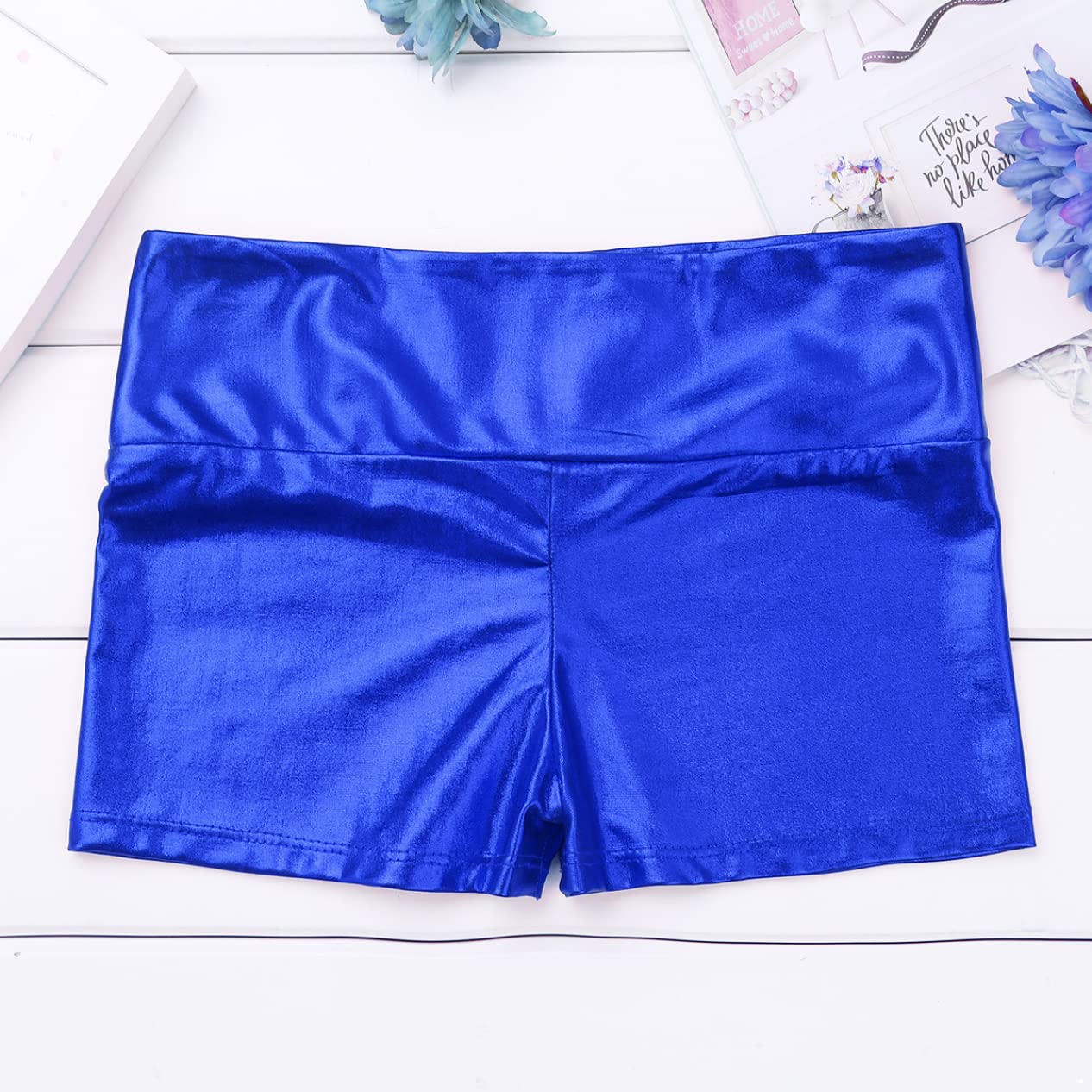 Girls' Metallic Spandex Ballet Dance Shorts - Cheerleading & Gymnastics Athletic Leotard for Kids - Perfect for Dance Class, Cheer Practice & Tumbling Training