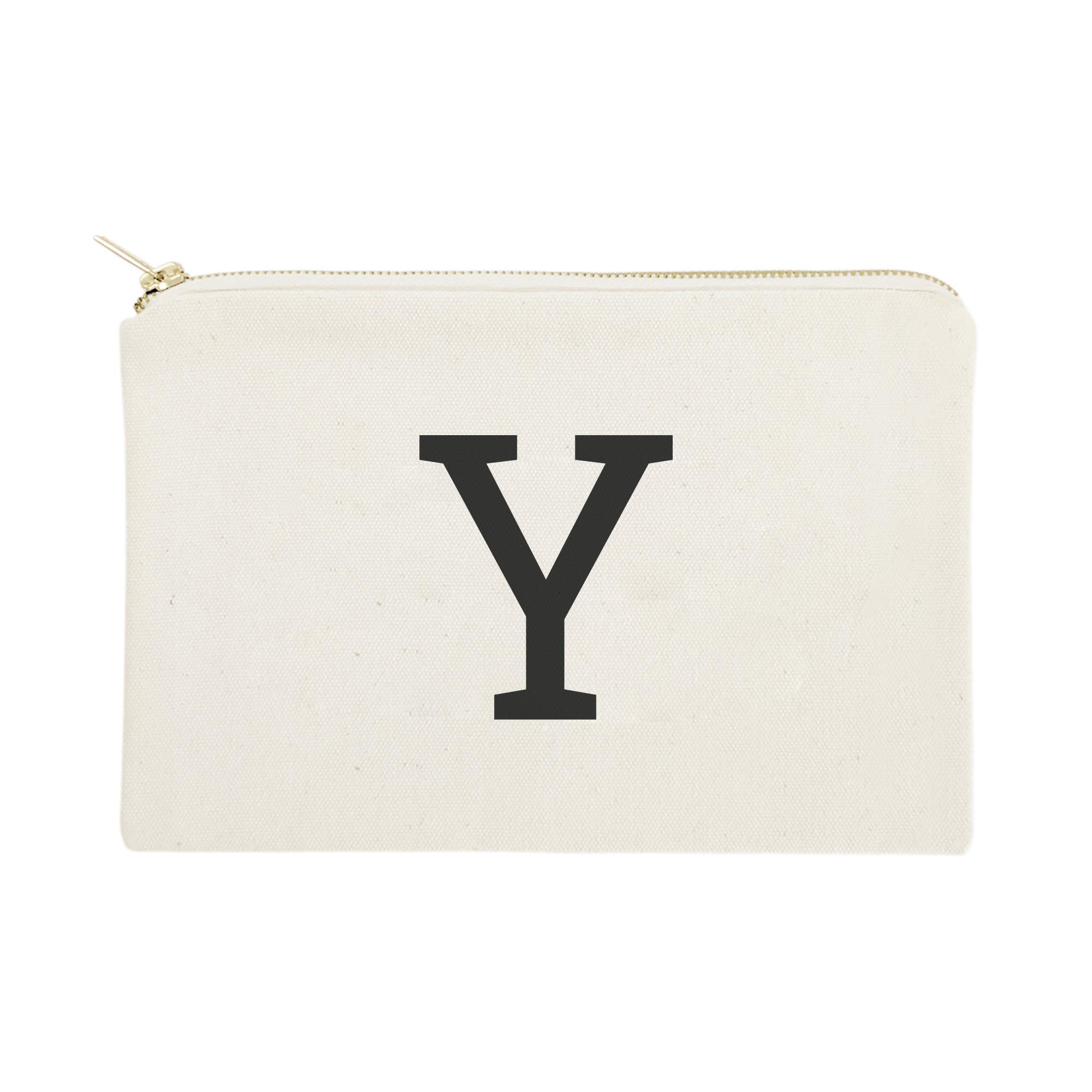 Personalized Monogram Initial Y Cosmetic Bag - Cotton & Canvas Travel Makeup Pouch for Women | Perfect for Travel, Gym & Daily Essentials Organization