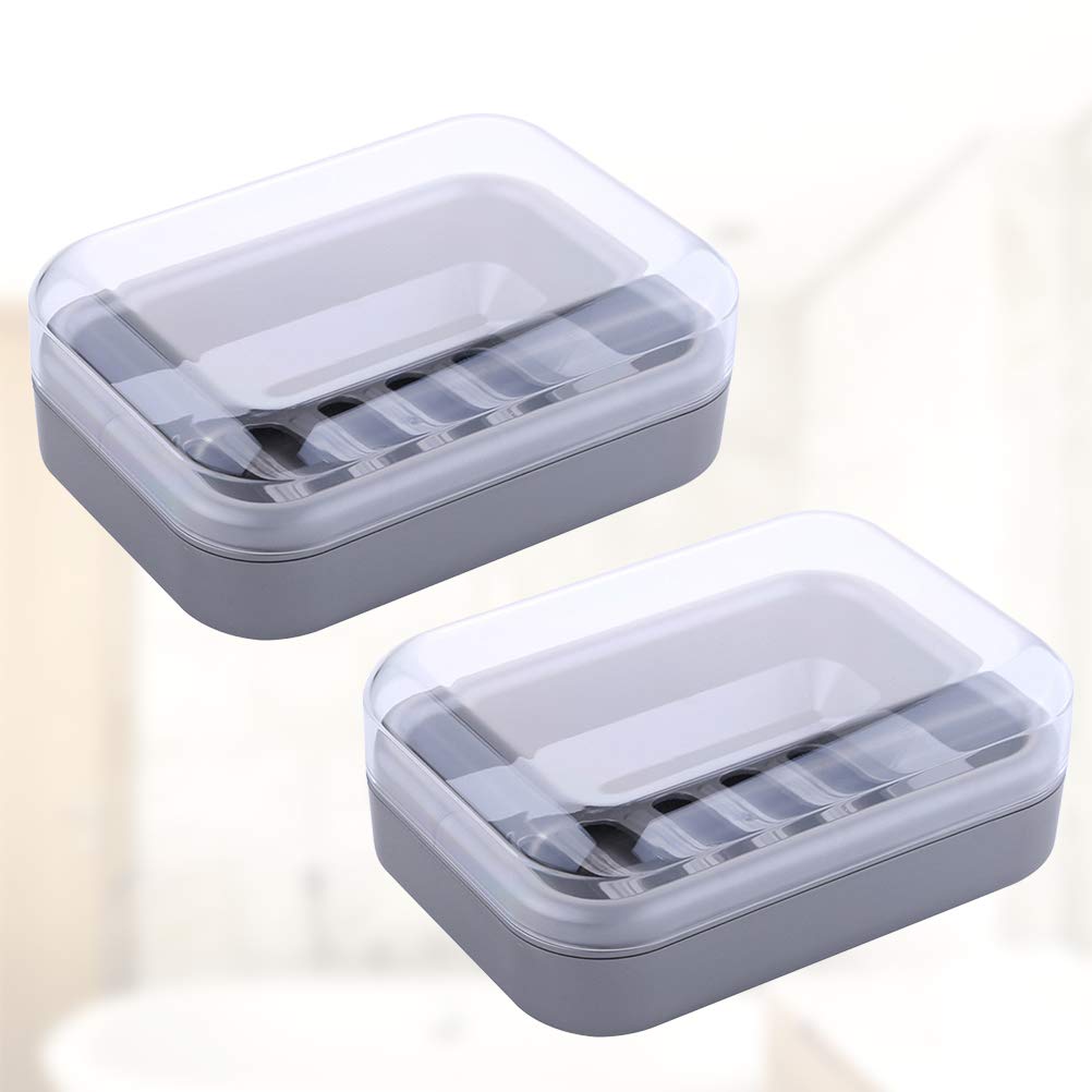2-Pack Bathroom Soap Holder with Lid - Waterproof Soap Storage Container for Shower, Sink & Travel - Durable Plastic Soap Case for Home, Hotel, and Gym Use