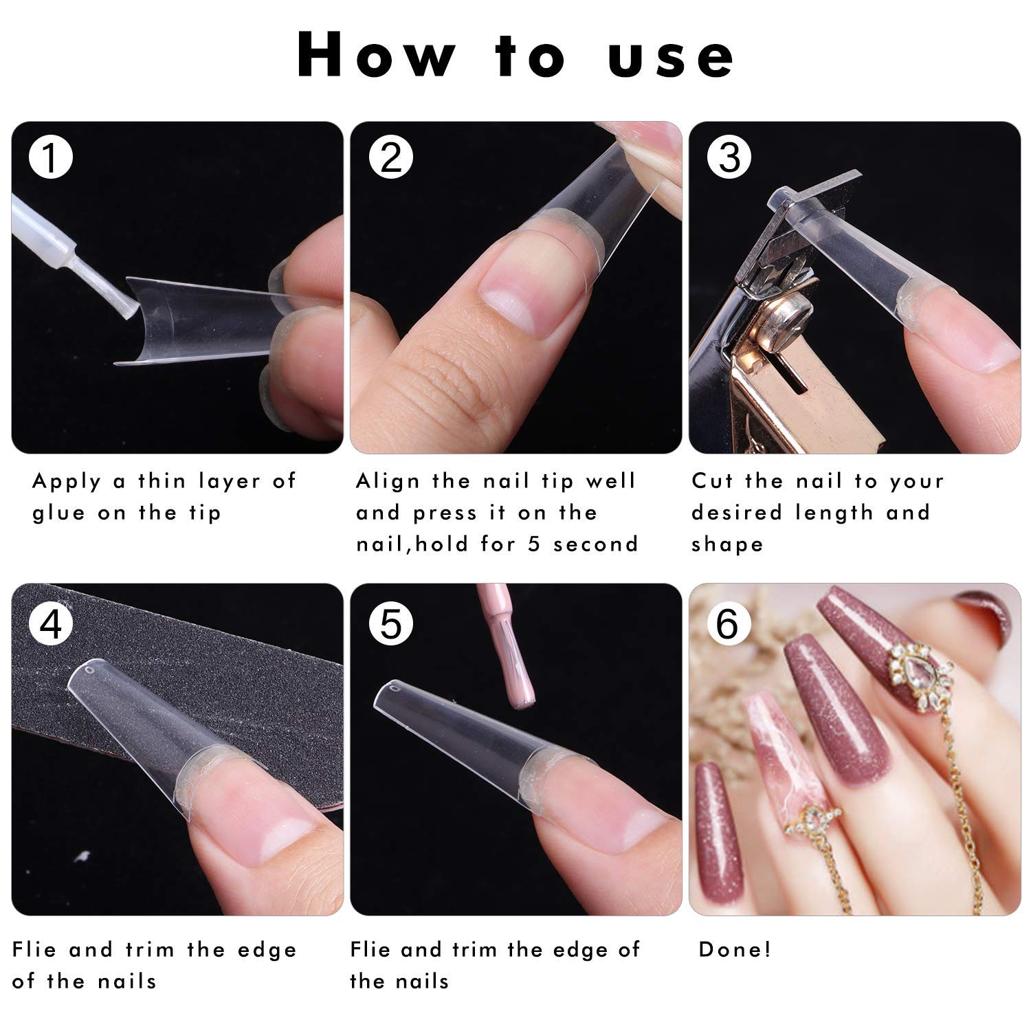 500pcs Clear Acrylic Nail Tips - Natural False Nails Half Cover for DIY Nail Art - 10 Sizes for Salon & Home Manicure - Perfect for French Tips, Extensions & Nail Enhancements