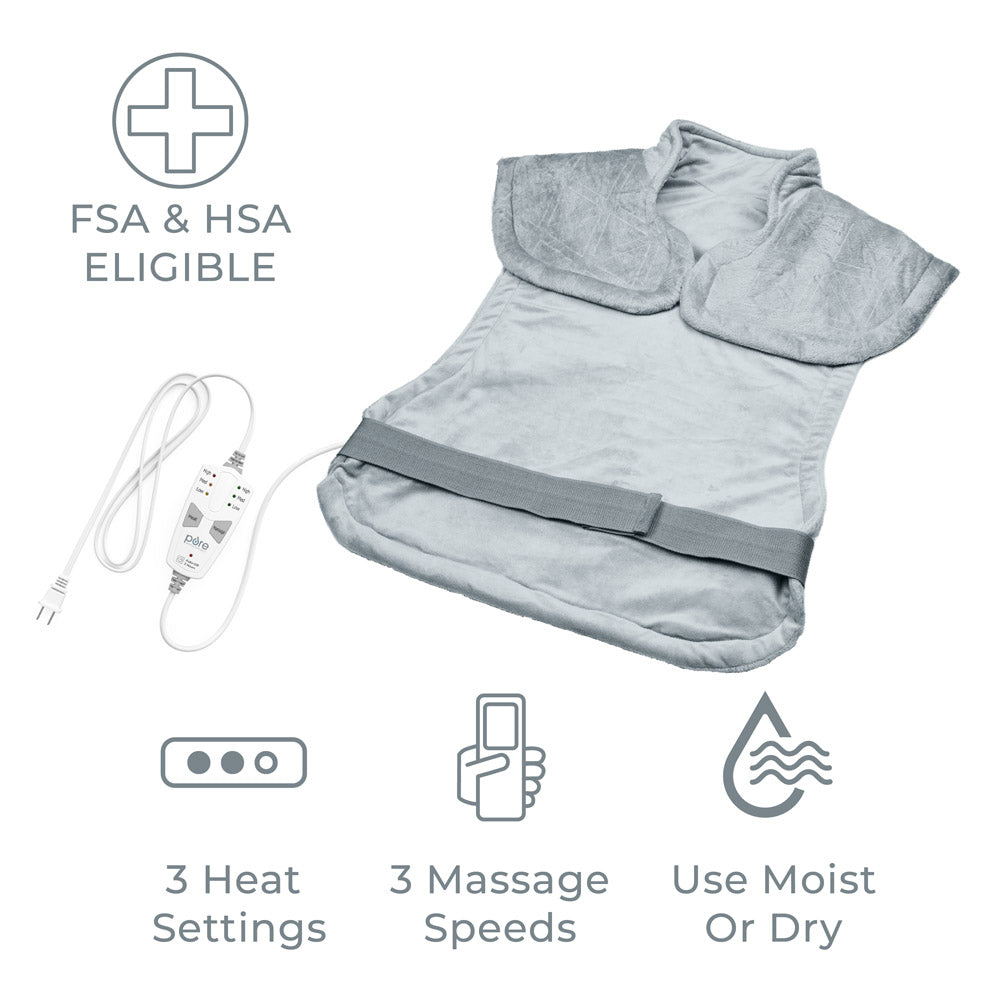WeightedWarmth™ 3-in-1 Back & Neck Heating Pad with Massage - Soothing Pain Relief for Shoulders, Muscles & Joints - Perfect for Home, Office & Travel Use
