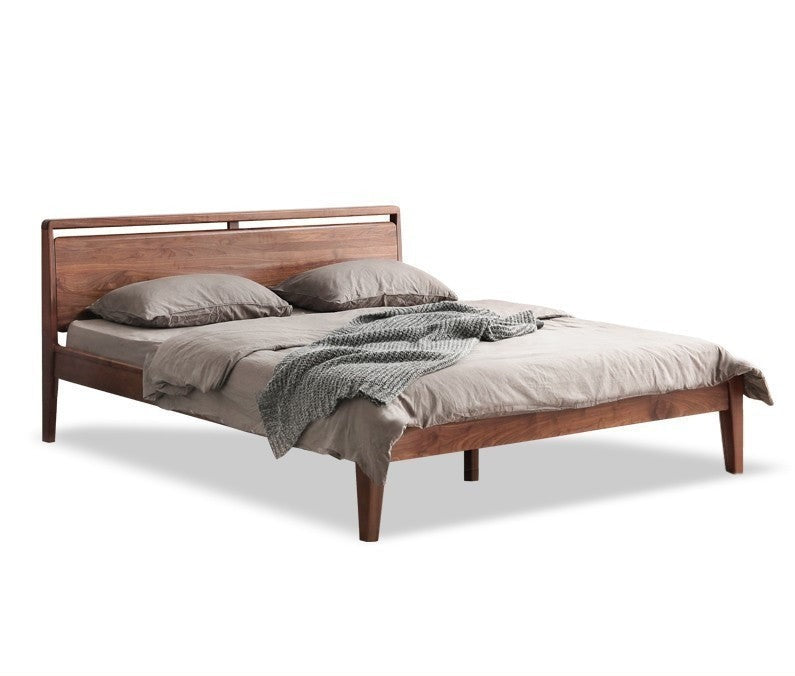 Premium Black Walnut Solid Wood Bed Frame - Queen Size, Natural Wood Grain, Sturdy & Durable - Perfect for Master Bedroom, Guest Room & Modern Farmhouse Decor