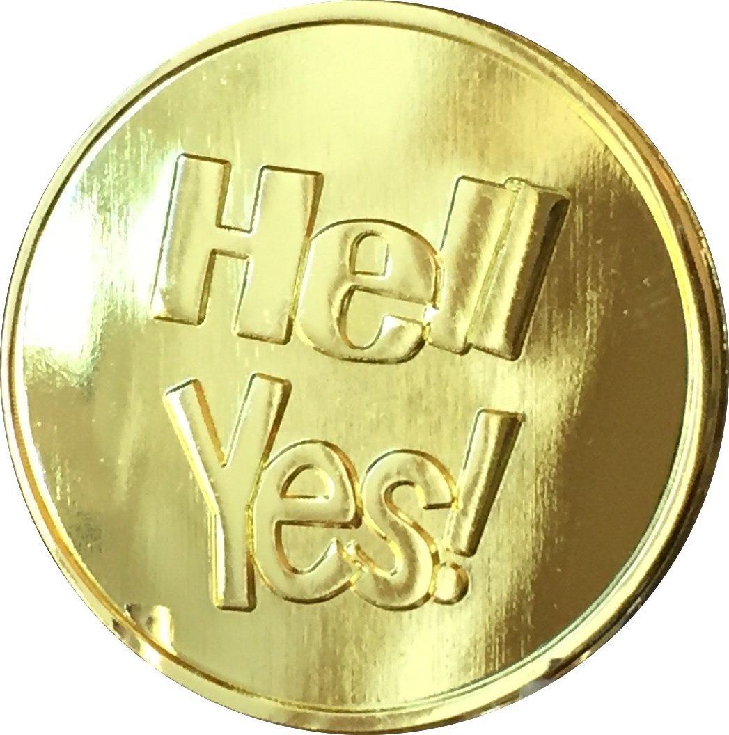 RecoveryChip Hell Yes - Hell No Gold Decision Making Flip Coin - Fun Medallion for Games, Parties & Important Life Choices