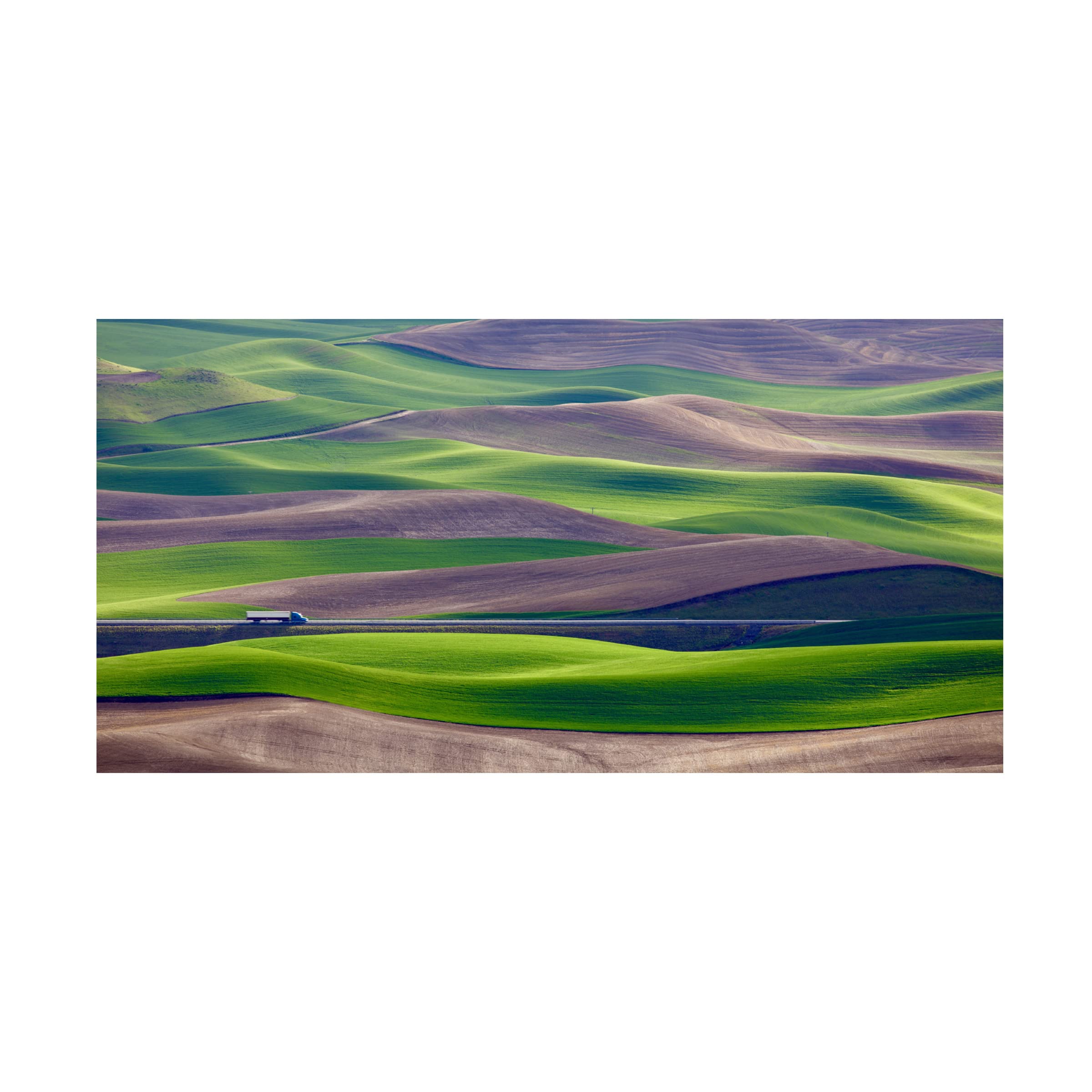 Driving In The Wheat Field At Palouse Canvas Wall Art Print by Danny Gao - Vintage Landscape Painting for Living Room, Bedroom & Office Decor