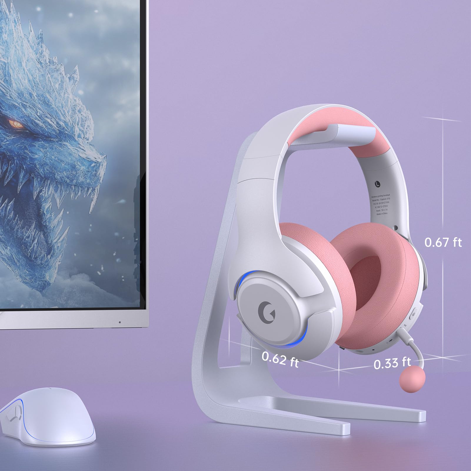 Wireless Gaming Headset for PS5, PS4, PC, Mac, Nintendo Switch - Bluetooth 5.3 Headphones with Noise Cancelling Mic, 45H Battery, RGB Lighting (Pink) - Perfect for Elden Ring, Fortnite & Online Gaming