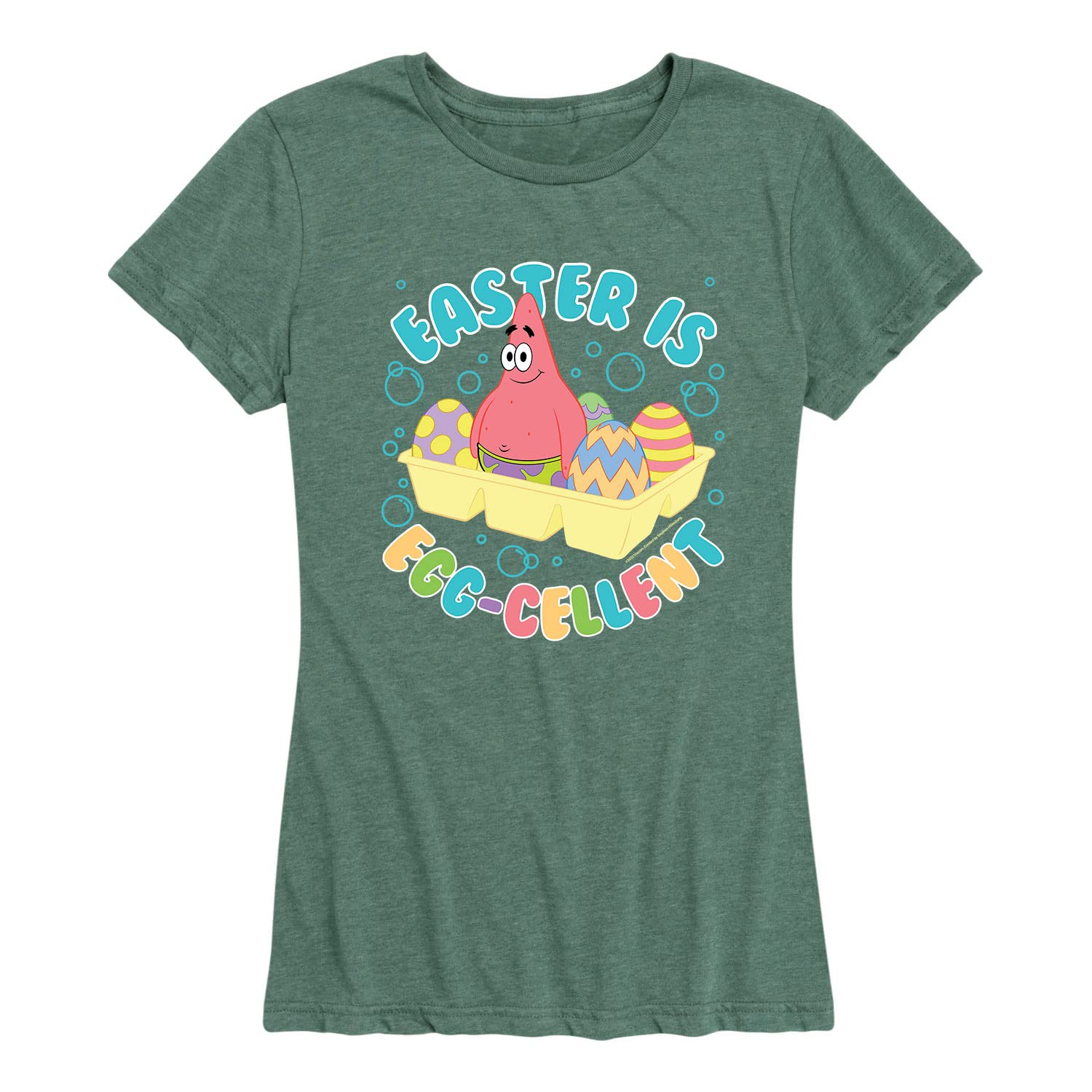 HYBRID APPAREL Spongebob Squarepants Easter Graphic T-Shirt for Women - Funny Cartoon Short Sleeve Tee - Perfect for Easter Celebrations, Cosplay & Casual Wear