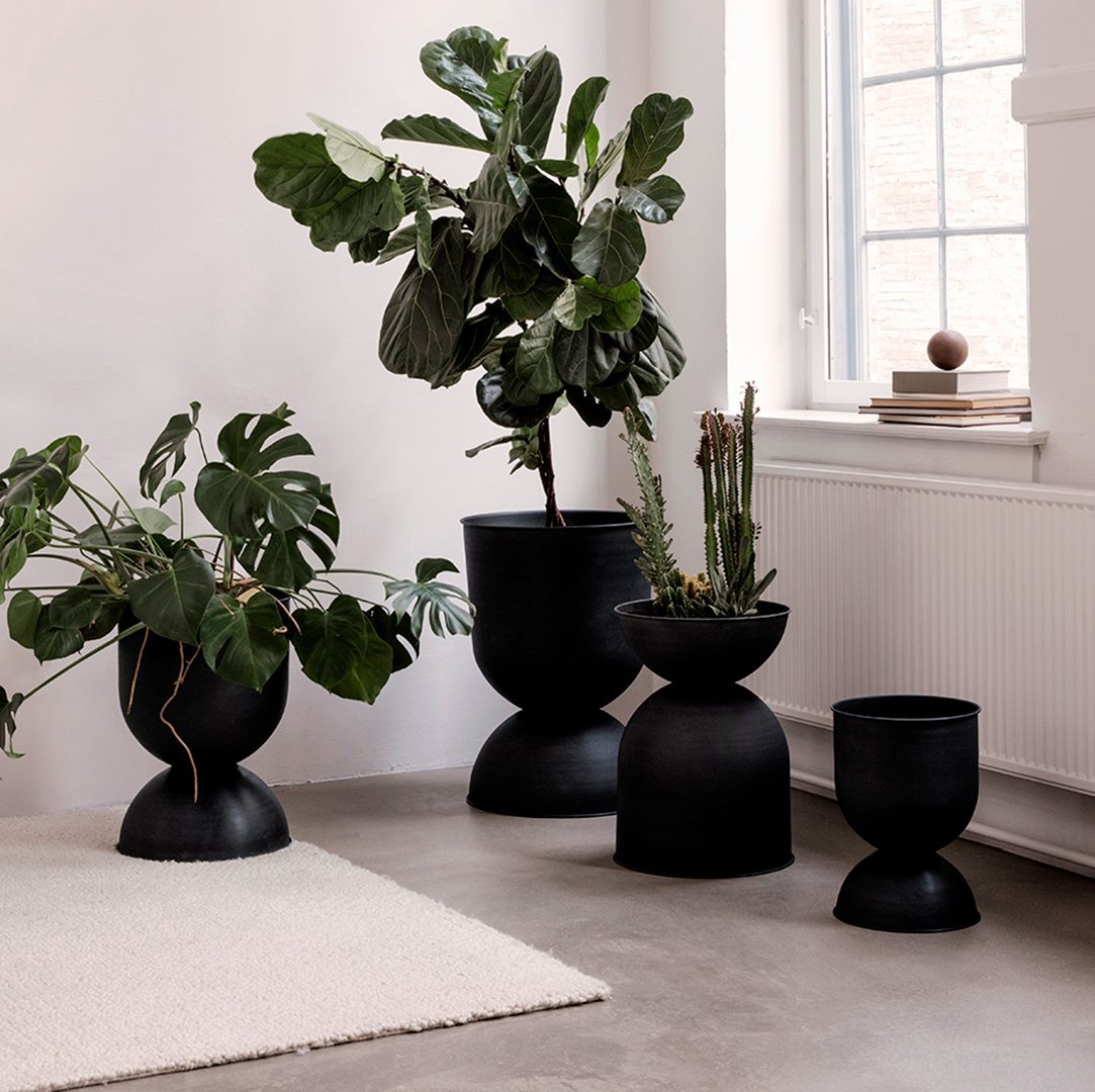 Ferm Living Hourglass Pot - Modern Ceramic Planter for Succulents & Small Plants - Perfect for Home, Office & Indoor Decor
