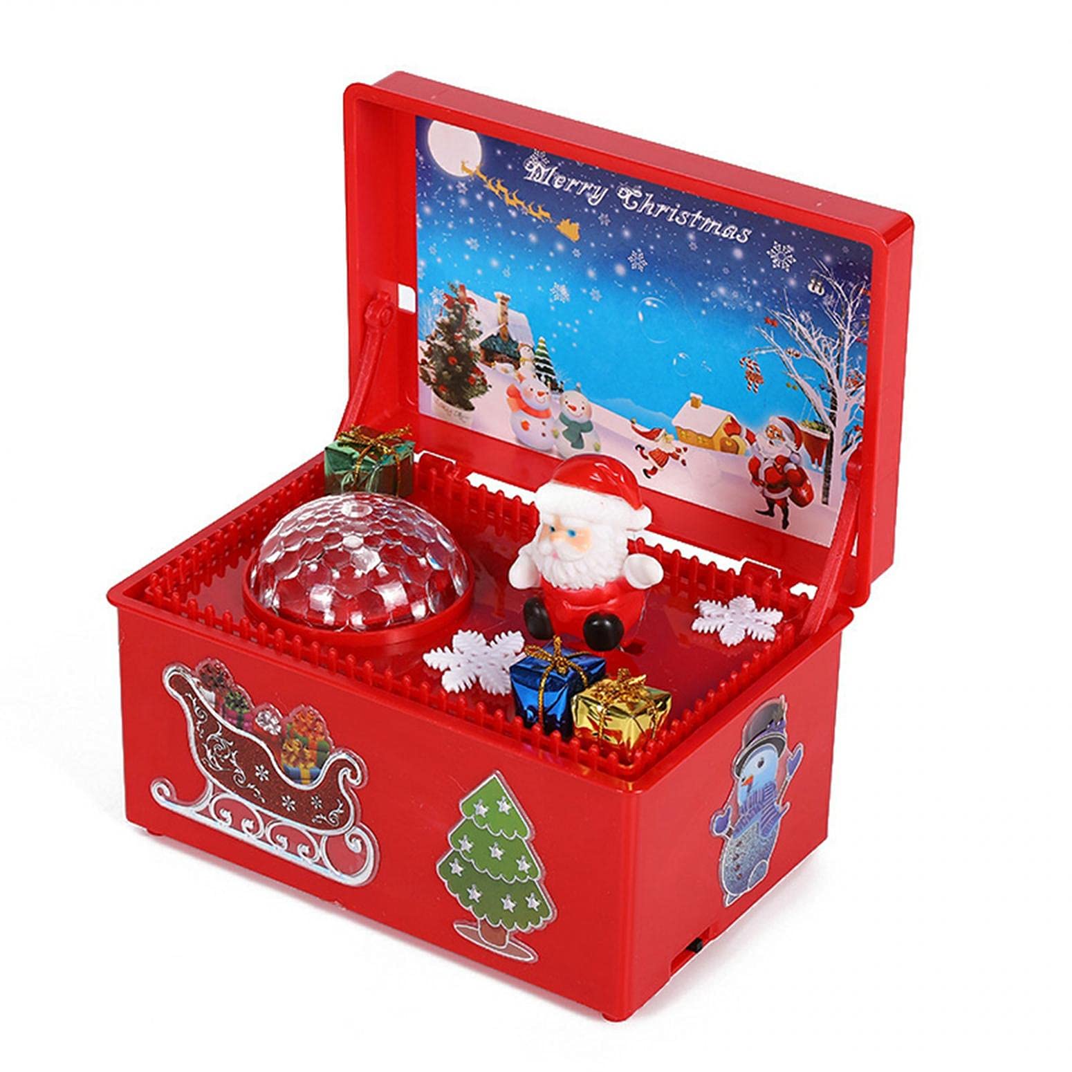 Christmas Music Box with LED Lights - Santa Claus Design Musical Gift Box for Girls, Birthday, Christmas & Thanksgiving (Red) | Perfect for Holiday Decorations, Gift Giving & Festive Celebrations