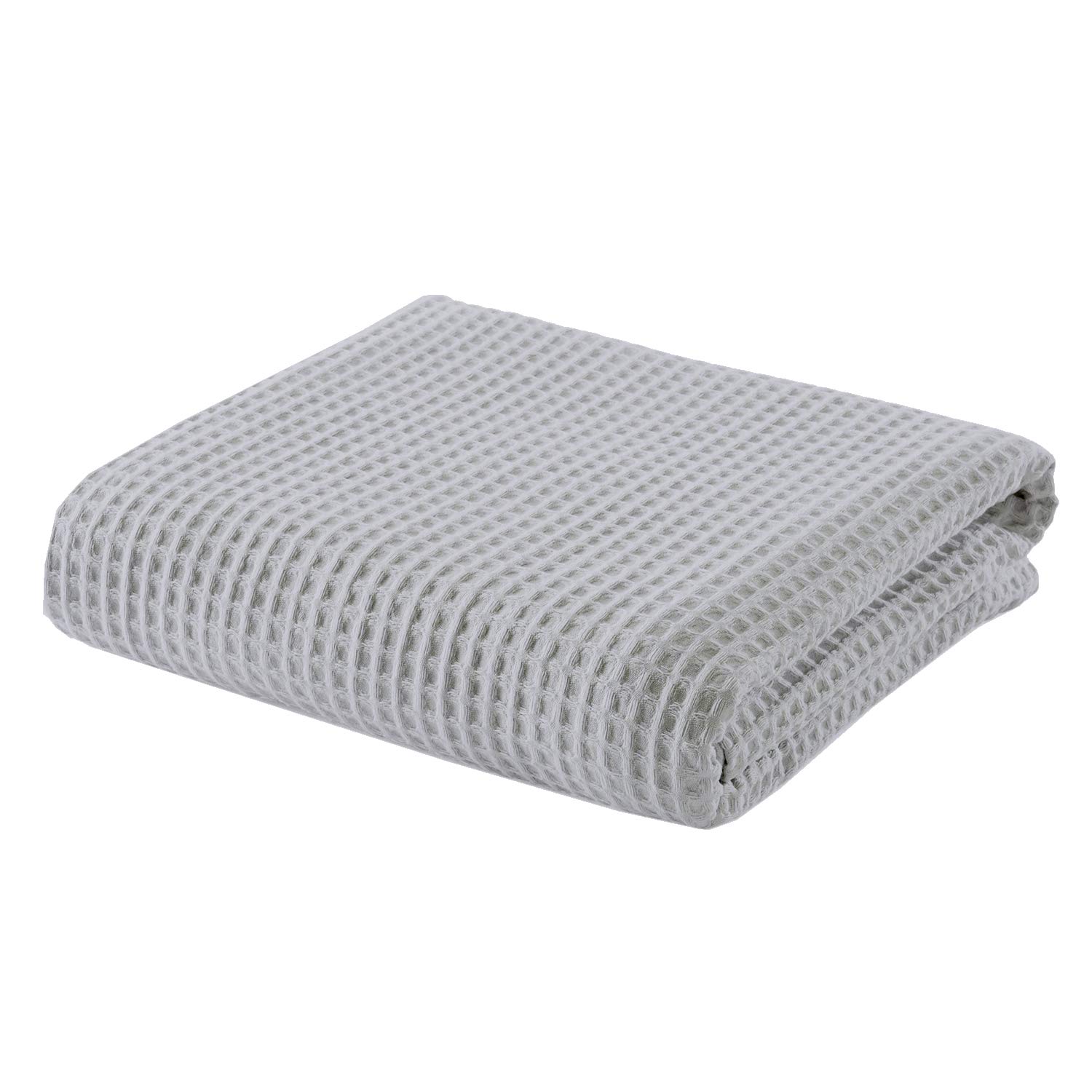 100% Cotton Waffle Weave Blanket King/Cal King Size - All Season Soft Lightweight Breathable Hotel Quality Blanket for Bed - Light Grey - Perfect for Home, Office, and Travel Use