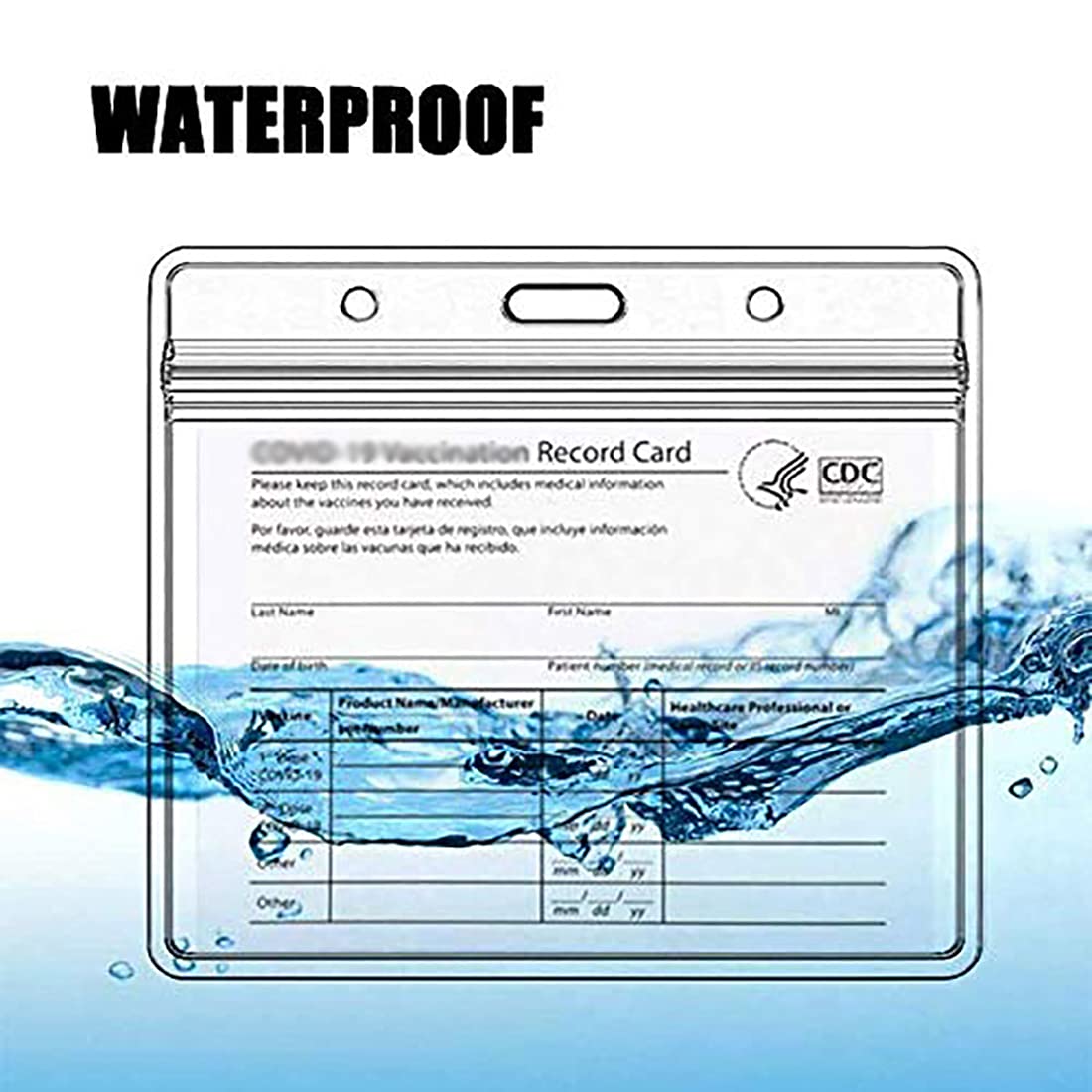 CDC Card Holder - 25pcs Horizontal ID Badge Protector with Lanyard, Business & Record Card Organizer for Office, School, Hospital & Events