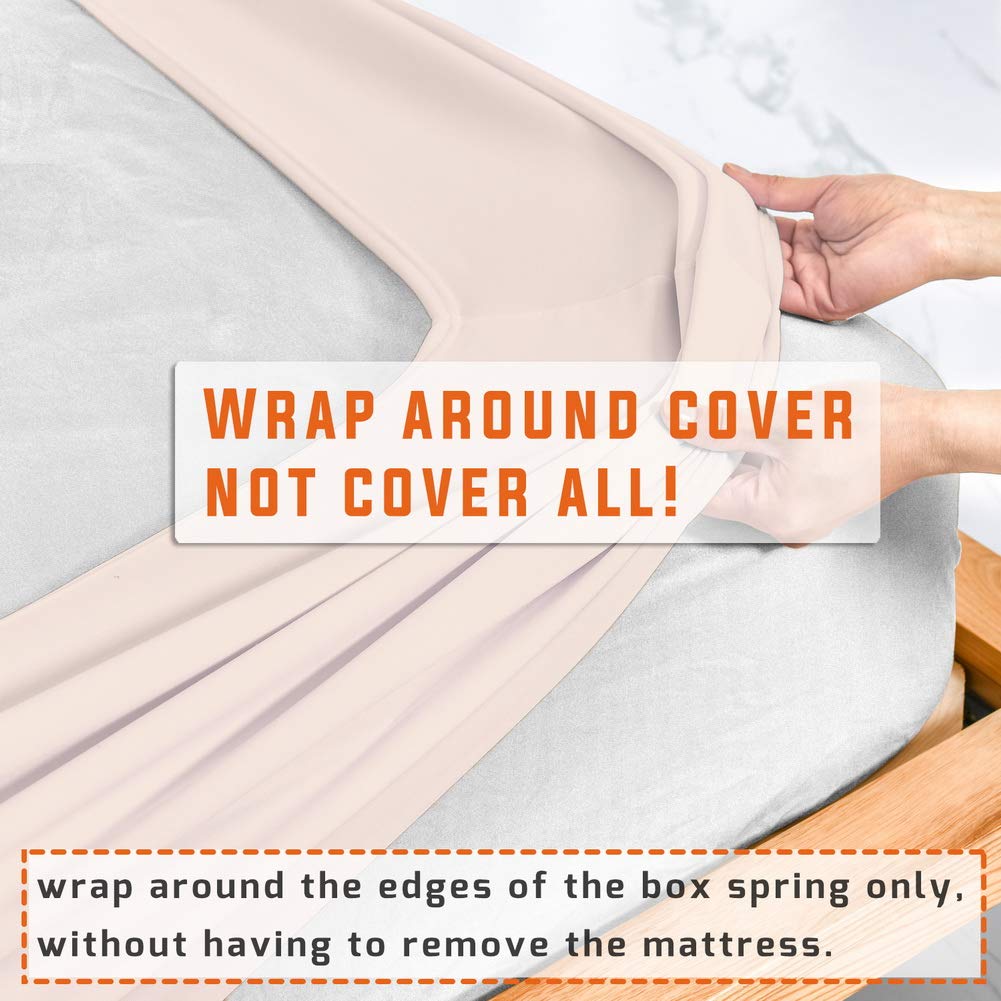Premium Twin Six Bed Box Spring Cover & Mattress Protector Encasement - Full/Full XL Size Linen Bed Skirt for Modern Bedroom Decor | Fits Standard & Adjustable Beds | Dust & Allergen Protection