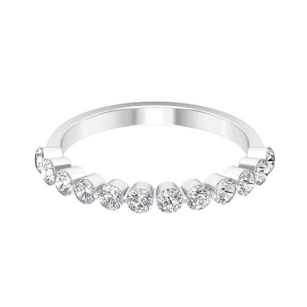 3/4 CT Moissanite Half Eternity Ring - 14K Solid Gold Floating Semi Eternity Wedding Band for Women, Bridal Jewelry Gift for Anniversary, Engagement & Special Occasions