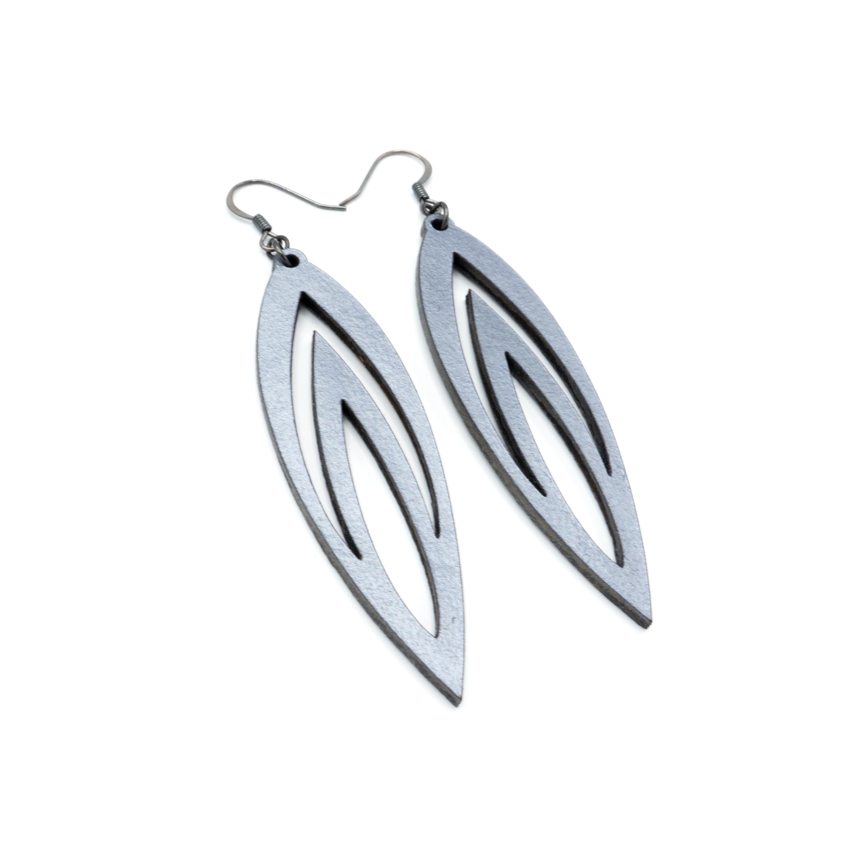 Totem 08 Leather Earrings for Women - Silver Boho Tribal Dangle Earrings | Handmade Vegan Leather Jewelry for Festival, Party & Everyday Wear