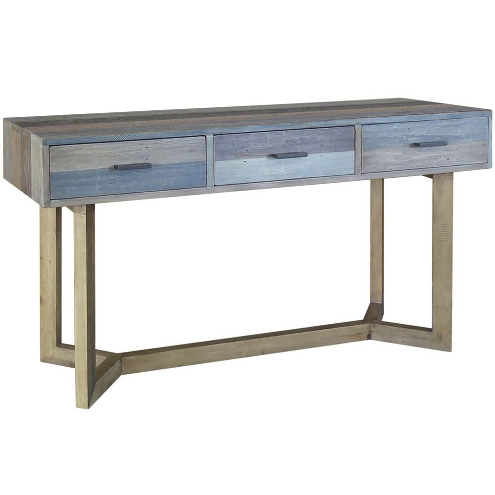 Corso Italy Mango Wood Grey Modern Large Console Table - 150cm Hallway Entryway Sofa Table, Study Desk for Home Office & Living Room Decor