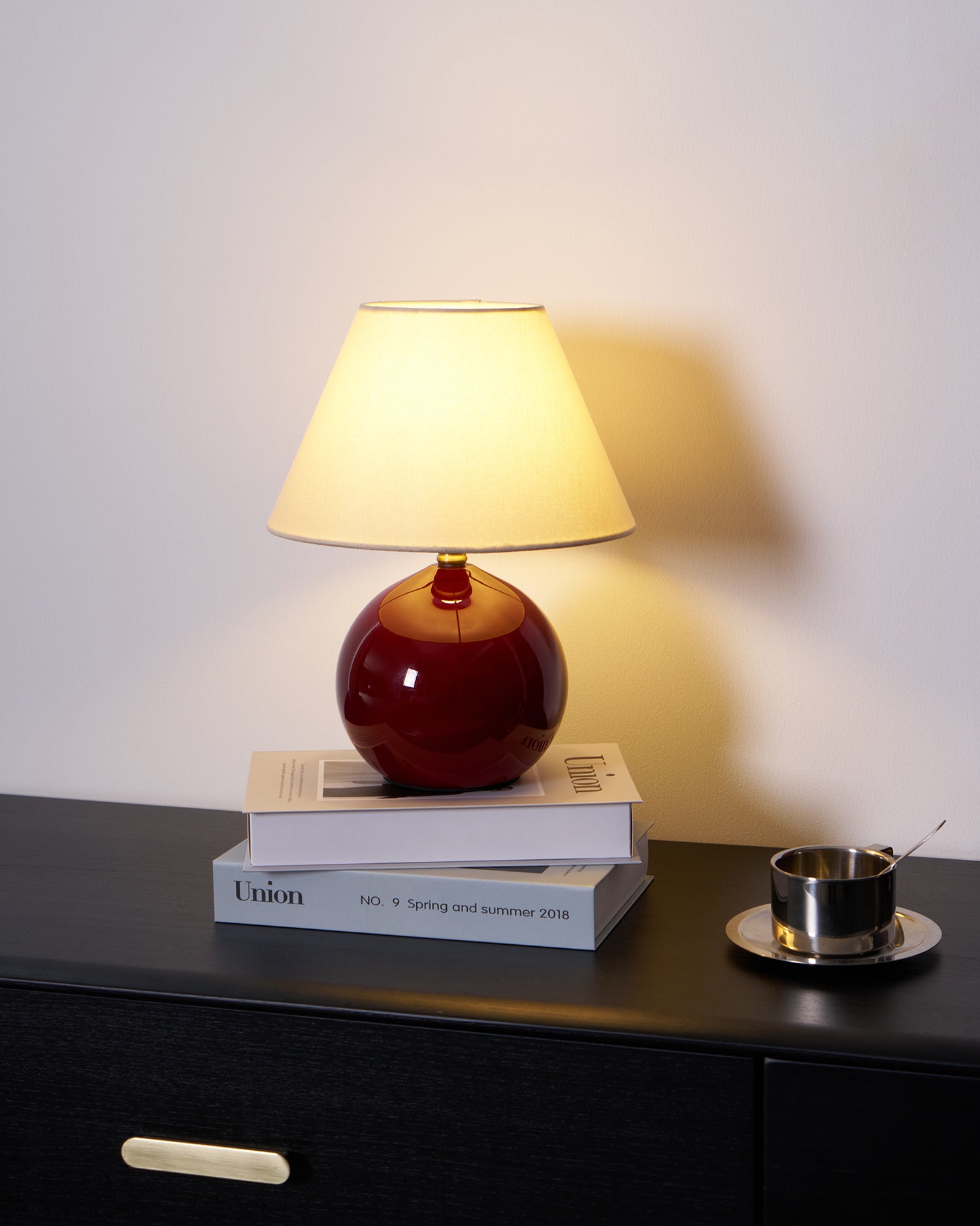 Red Nanu Table Lamp - Modern LED Nightstand Light for Bedroom, Living Room, and Office - Perfect for Reading, Decor, and Ambient Lighting