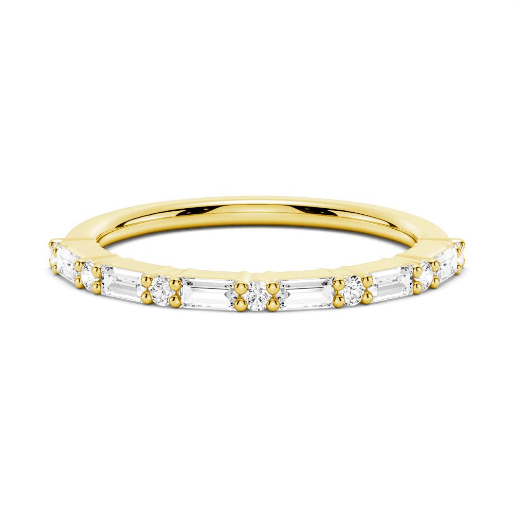 Baguette & Round Prong Moissanite Anniversary Band Ring for Women - Elegant Wedding, Engagement, or Promise Ring for Special Occasions