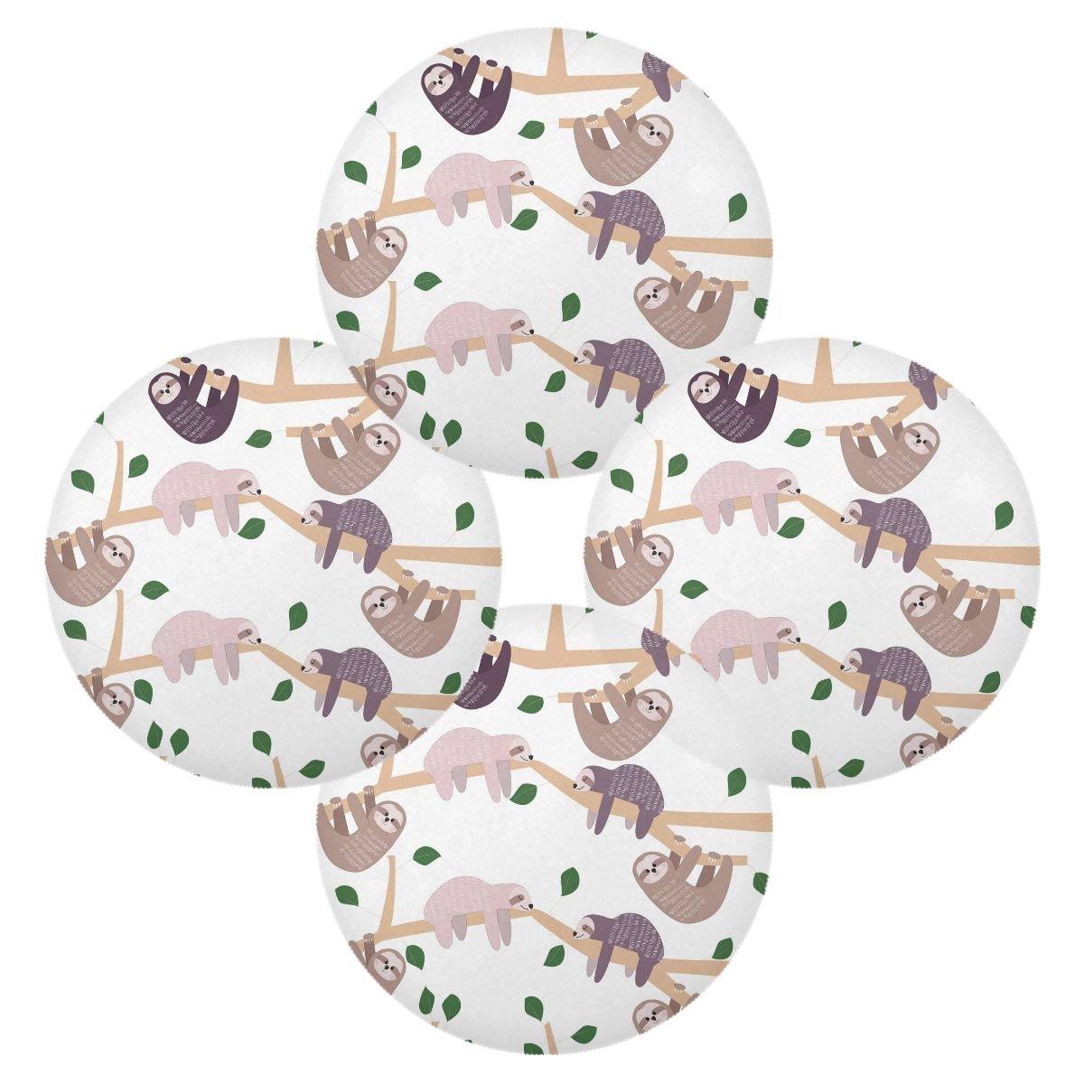 Premium Sloth-Themed Placemats Set - 15.4 Inch Cute Holiday Dining Table Mats for Home Decor & Kitchen Use | Perfect for Christmas, Thanksgiving & Everyday Dining