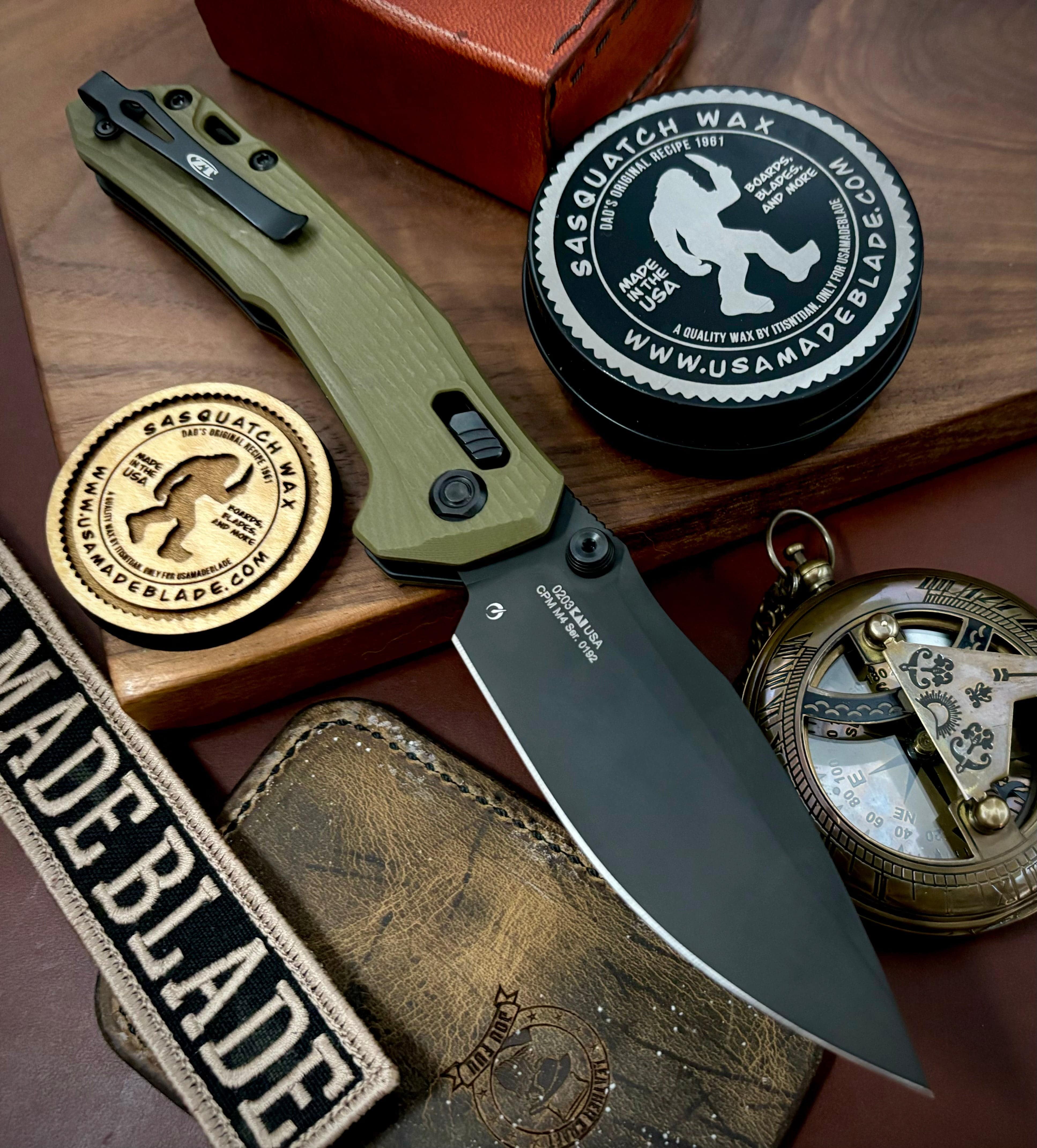 ZT0203 Duralock Folding Knife with OD Green G10 Handle & Black M4 Steel Blade - EDC, Camping, Hunting, Outdoor Survival Gear