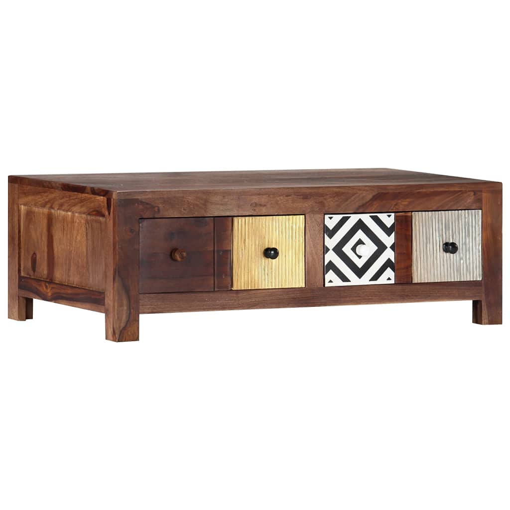 Modern Wooden Coffee Table with 2 Large Drawers - 35.4