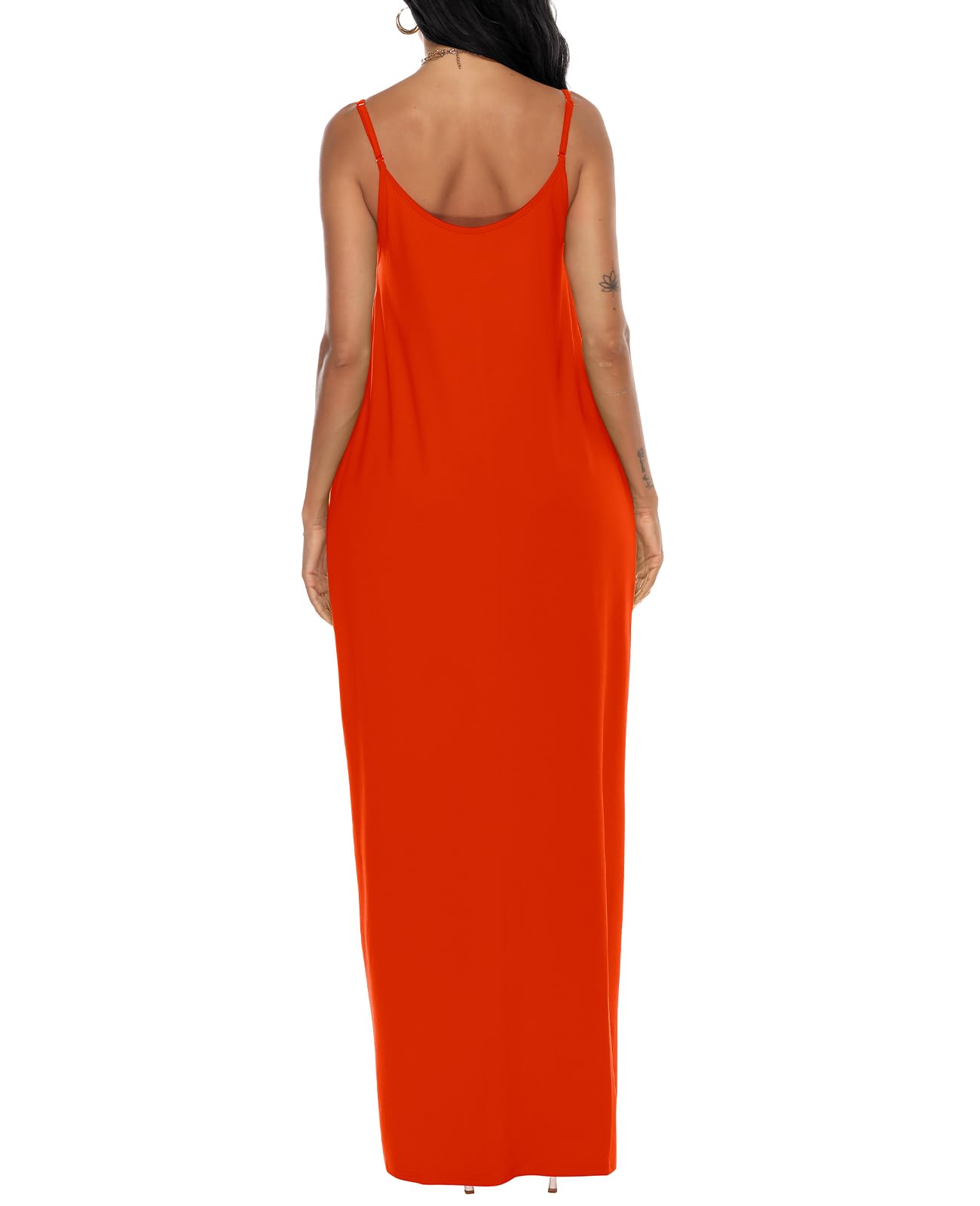 OFEEFAN Women's Summer Maxi Dress - Spaghetti Strap Flowy Long Dress with Pockets | Beach Cover Up, Vacation Outfit, Casual Sundress for Outdoor Parties & Date Night