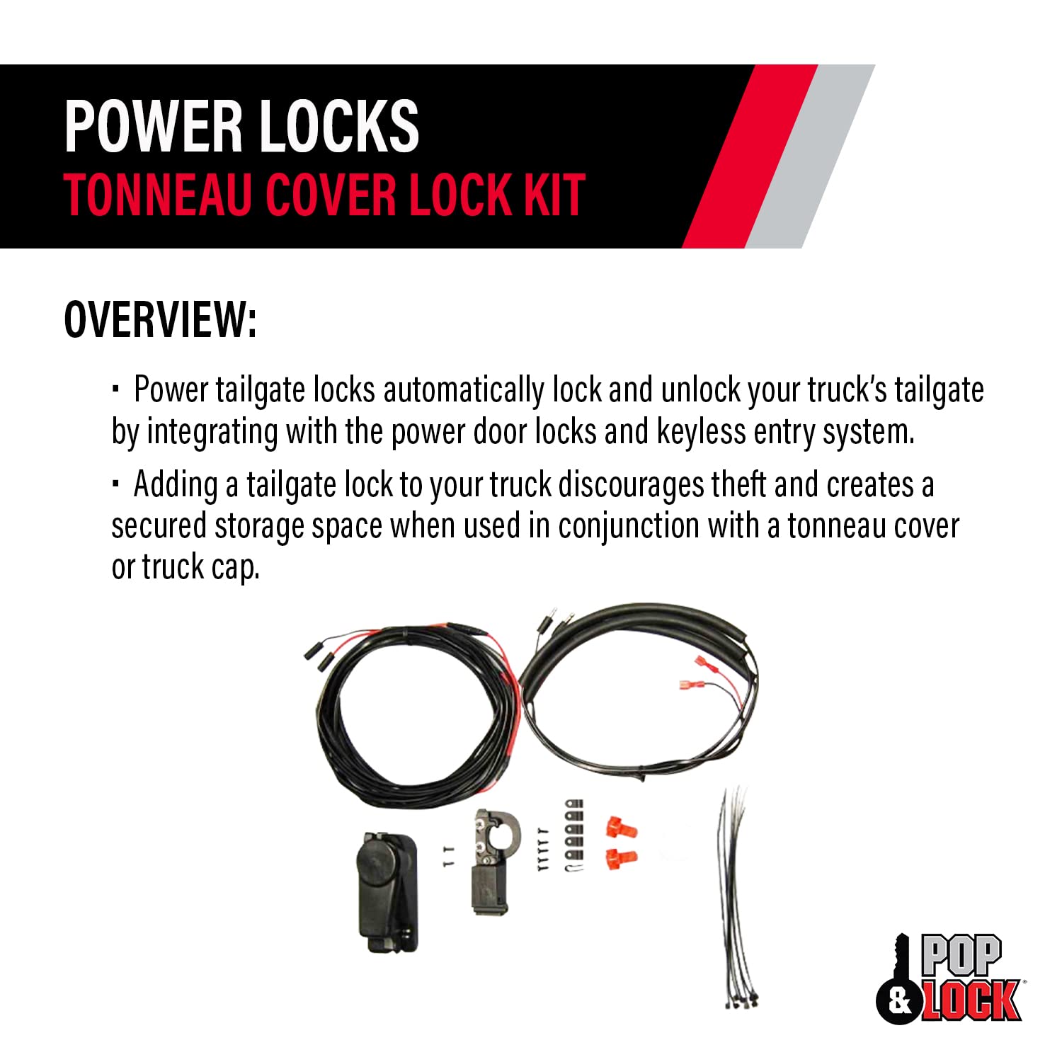 Pop & Lock PL9772 Power Lock Kit - No Handle Included | Secure Truck & Trailer Tailgates | Heavy Duty Vehicle Security Solution