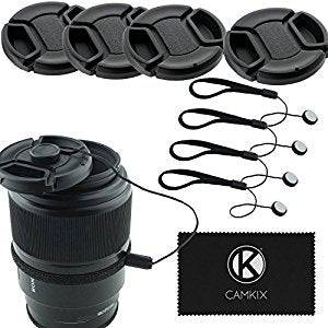 CamKix 72mm DSLR Lens Cap Bundle - 4 Snap-On Lens Caps, 4 Lens Cap Keepers & Microfiber Cleaning Cloth - Compatible with Nikon, Canon, Sony Cameras - Perfect for Outdoor Photography, Travel & Camera Protection
