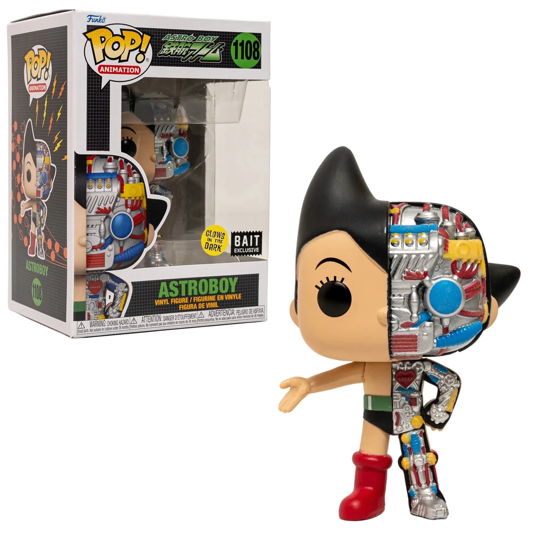 Astro Boy Glow in The Dark Pop! Vinyl Figure - Half Exposed Collectible Animation Toy for Anime Fans | Perfect for Display, Gifts & Nighttime Decor