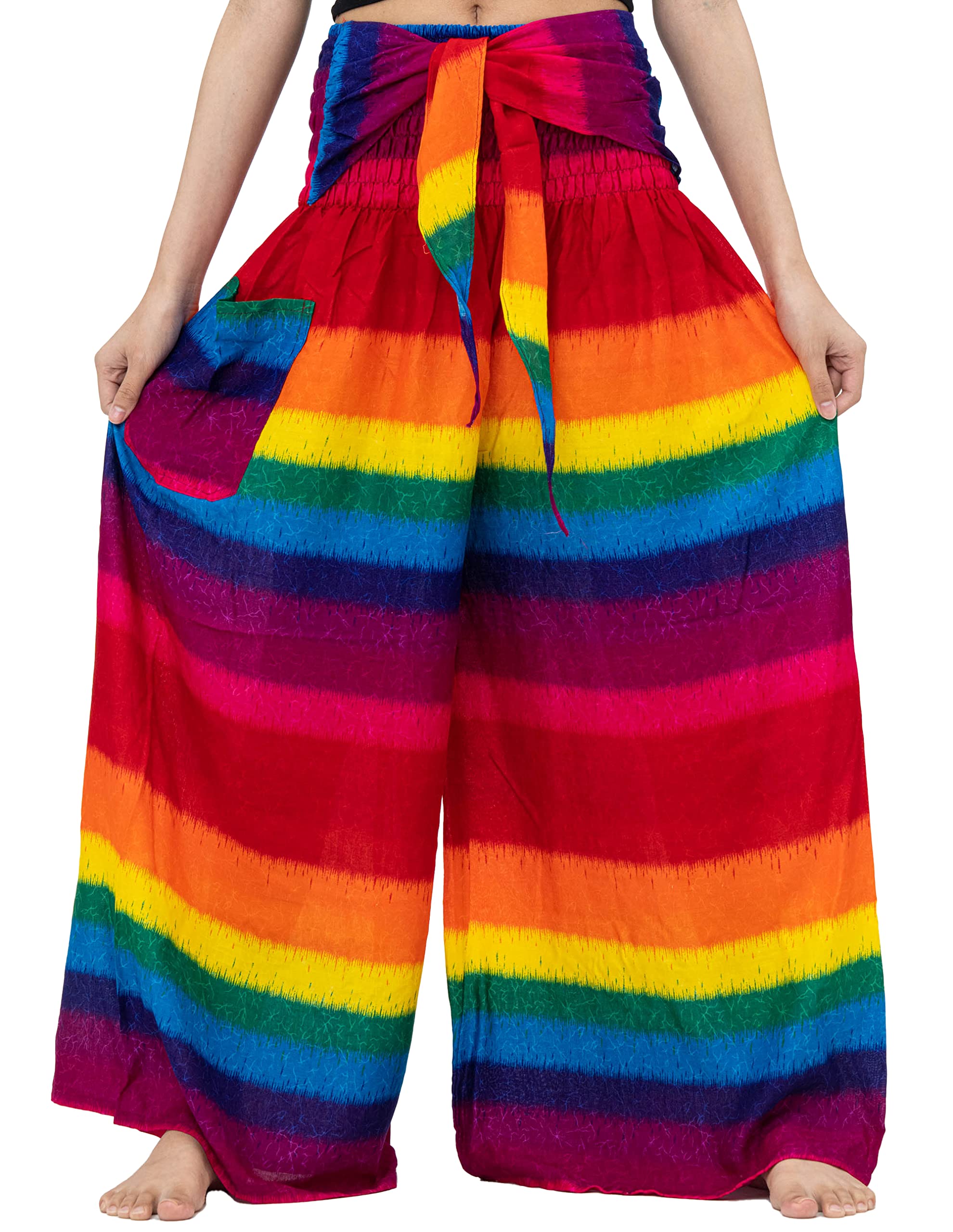 B BANGKOK PANTS Women's Boho Palazzo Pants - Flowy Wide Leg Yoga Pants for Women - Comfortable Lounge & Travel Pants for Casual Wear, Beach, and Meditation
