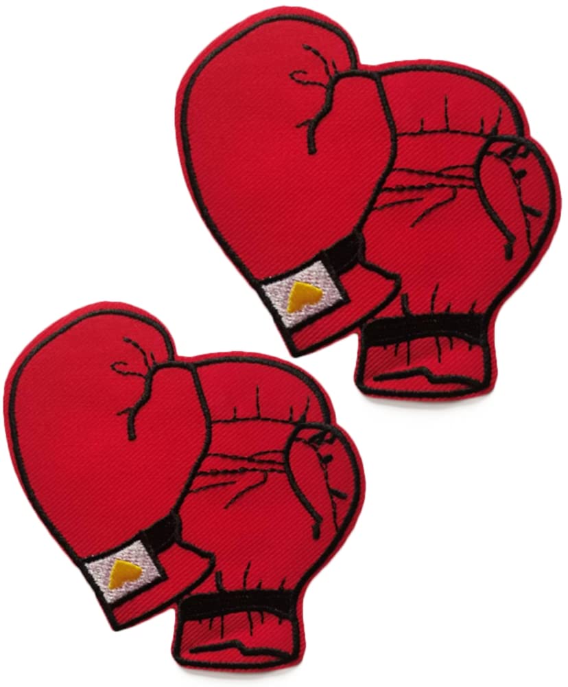 Heiorpai 2-Pack Embroidered Boxing Gloves Iron-On or Sew-On Patches - Perfect for DIY Jackets, Bags, and Sportswear Customization