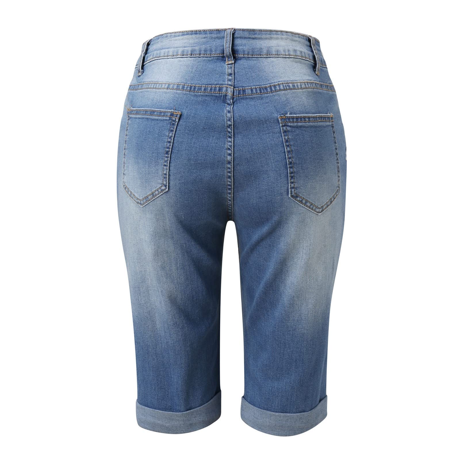 Women's Fashion Mid Rise Ripped Denim Shorts - Stylish Distressed Rolled Hem Jean Shorts for Casual Wear & Summer Outfits