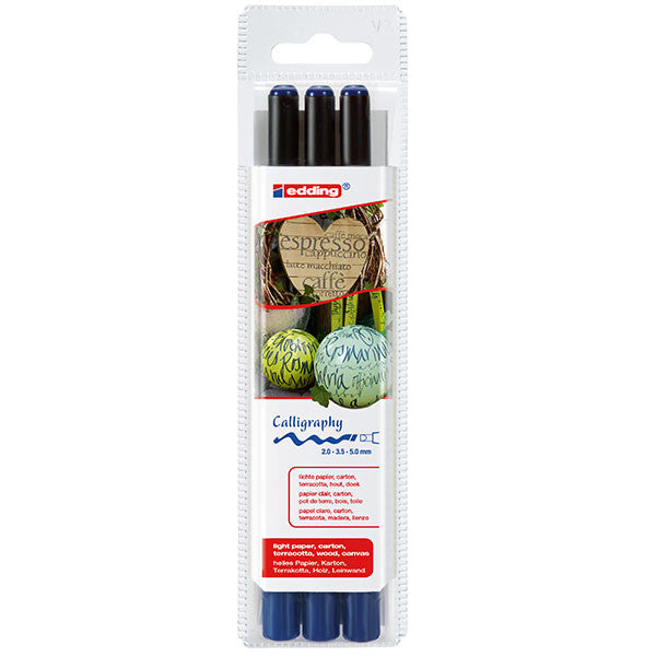 edding 1255 Calligraphy Pen Set of 3 - Premium Calligraphy Markers for Hand Lettering, Art Projects & DIY Crafts - Perfect for Bullet Journals, Wedding Invitations & Scrapbooking