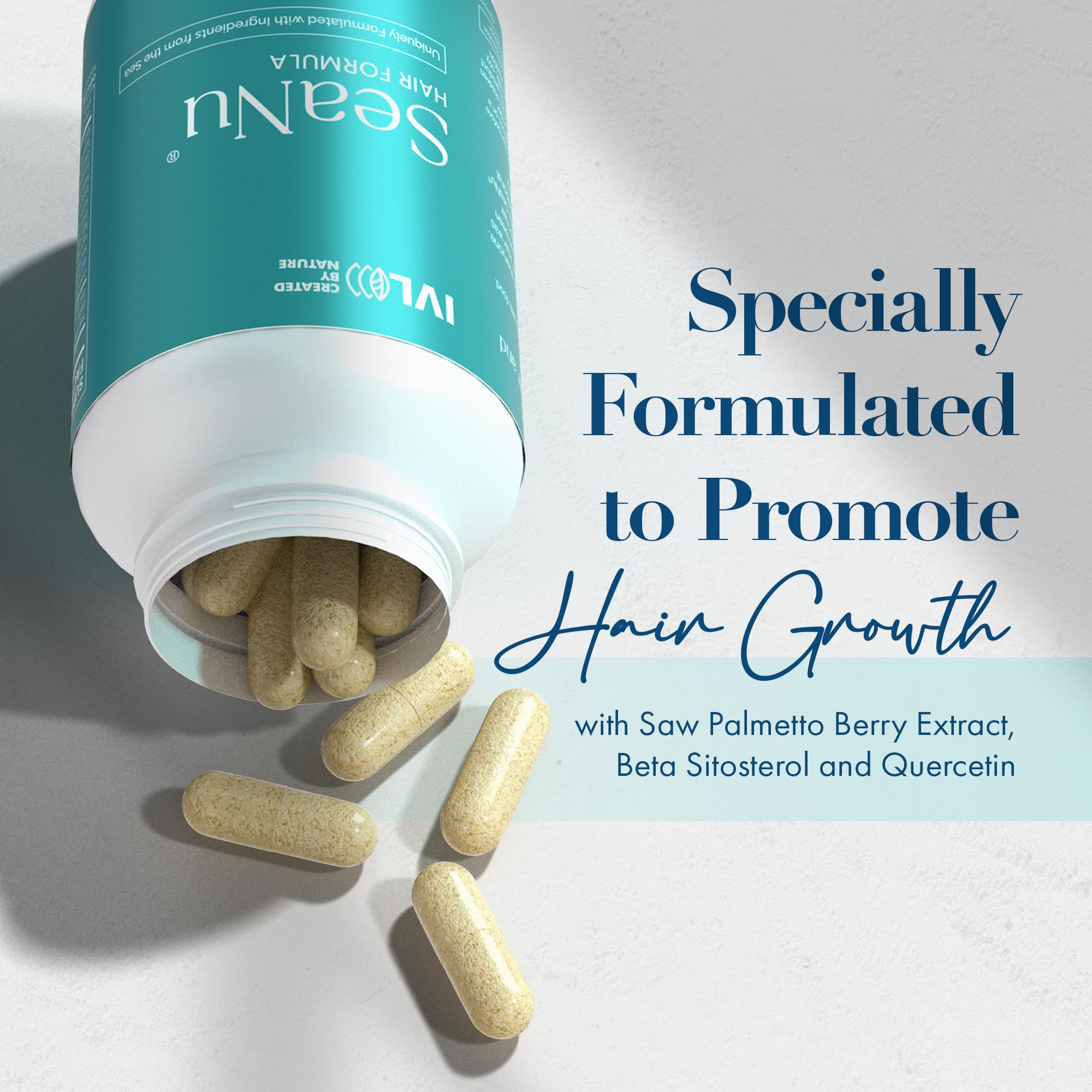 IVL - SeaNu Hair Growth Vitamins with Biotin, Vitamin B3, Zinc & Natural Extracts - Supports Stronger, Thicker Hair & Healthy Scalp - 6 Month Supply (6 Pack) - Perfect for Men & Women Seeking Fuller, Healthier Hair at Home or On-The-Go