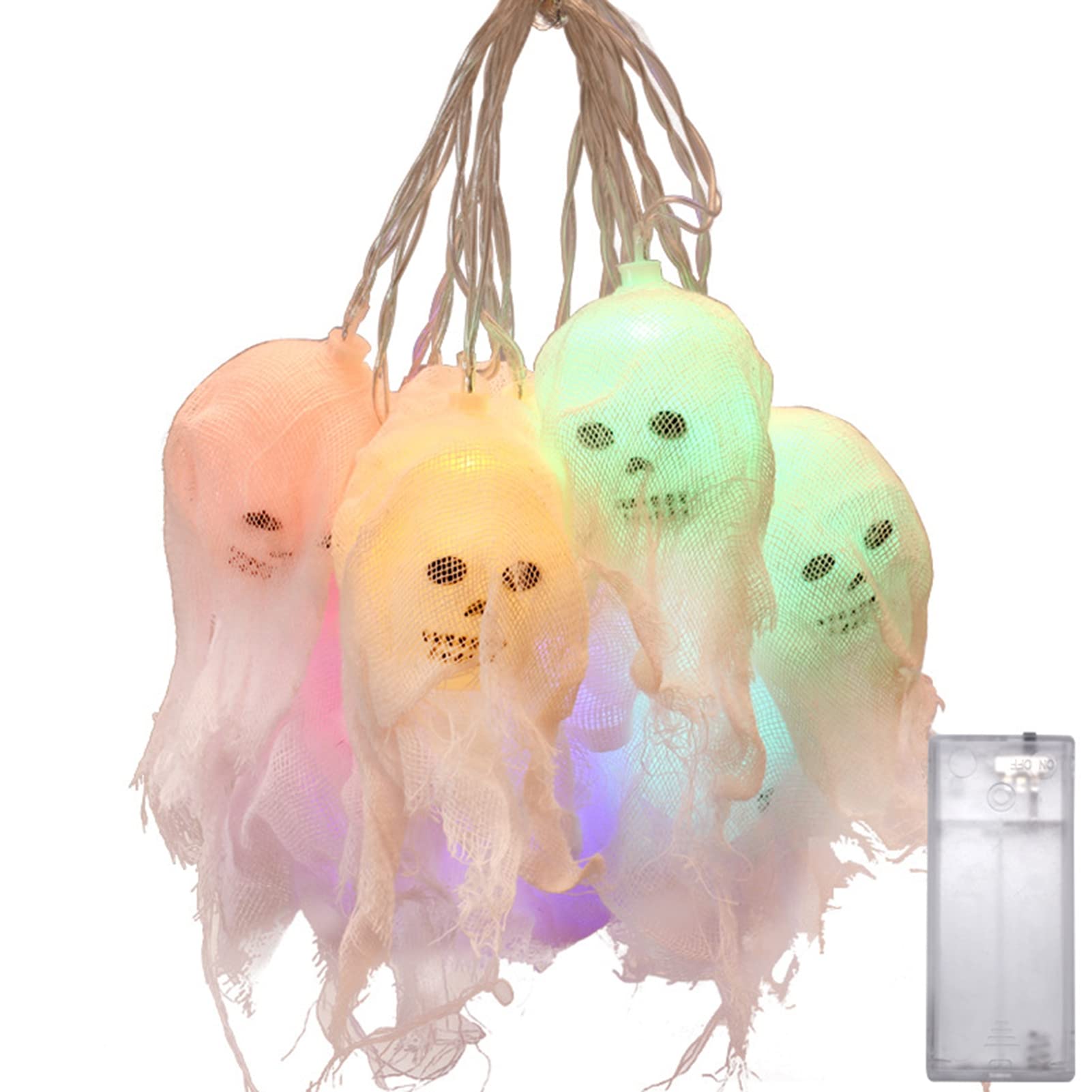 SANWOOD Halloween LED String Lights - 1 Set Multicolor Portable Decorations for Home, Party, and Outdoor Use - Realistic Plastic Pumpkin Lights for Spooky Night Ambiance