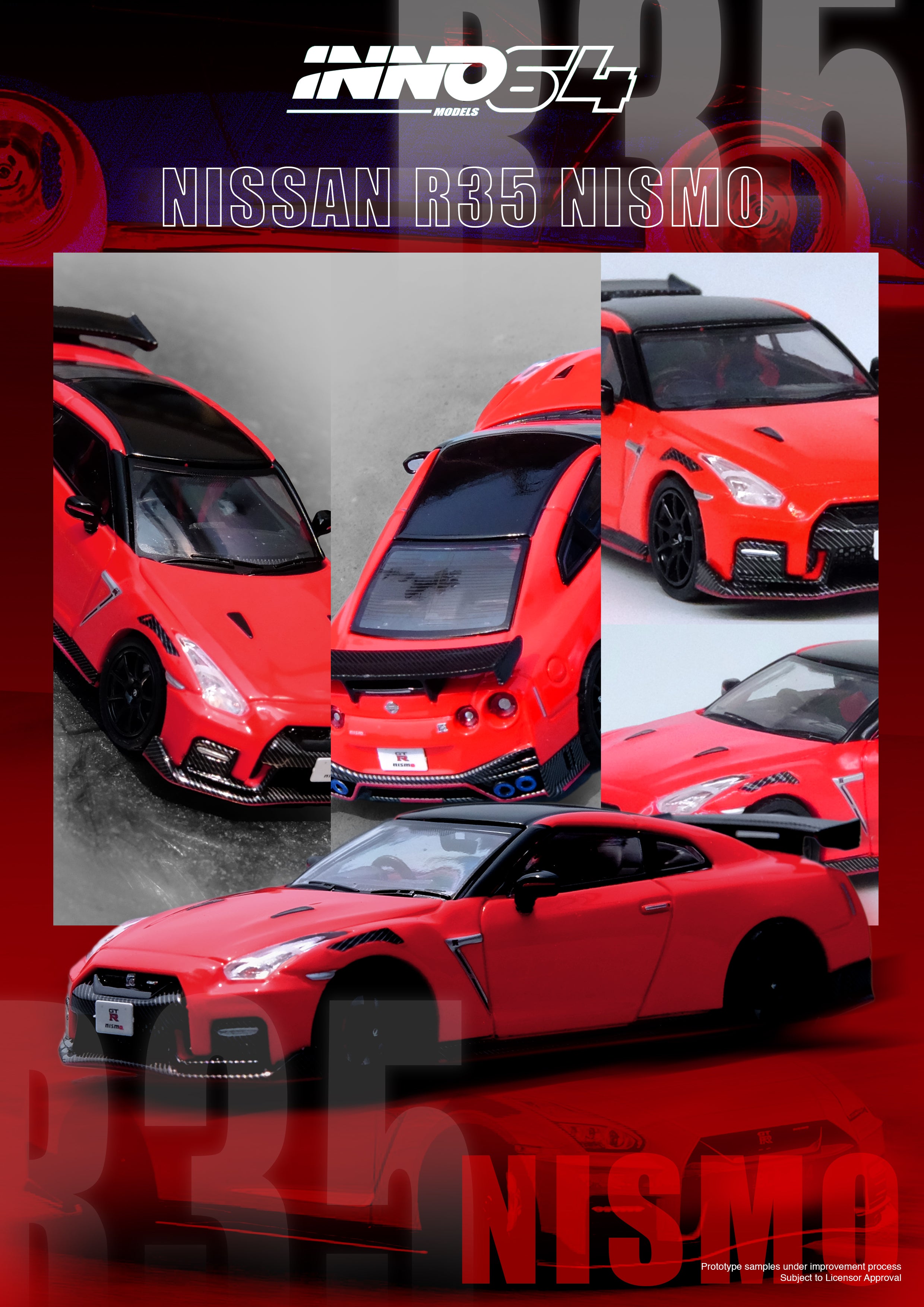 INNO64 1:64 Scale Nissan GT-R R35 NISMO Diecast Model Car - Red Collectible Toy for Car Enthusiasts | Perfect for Display, Gift Giving, and Model Car Collections