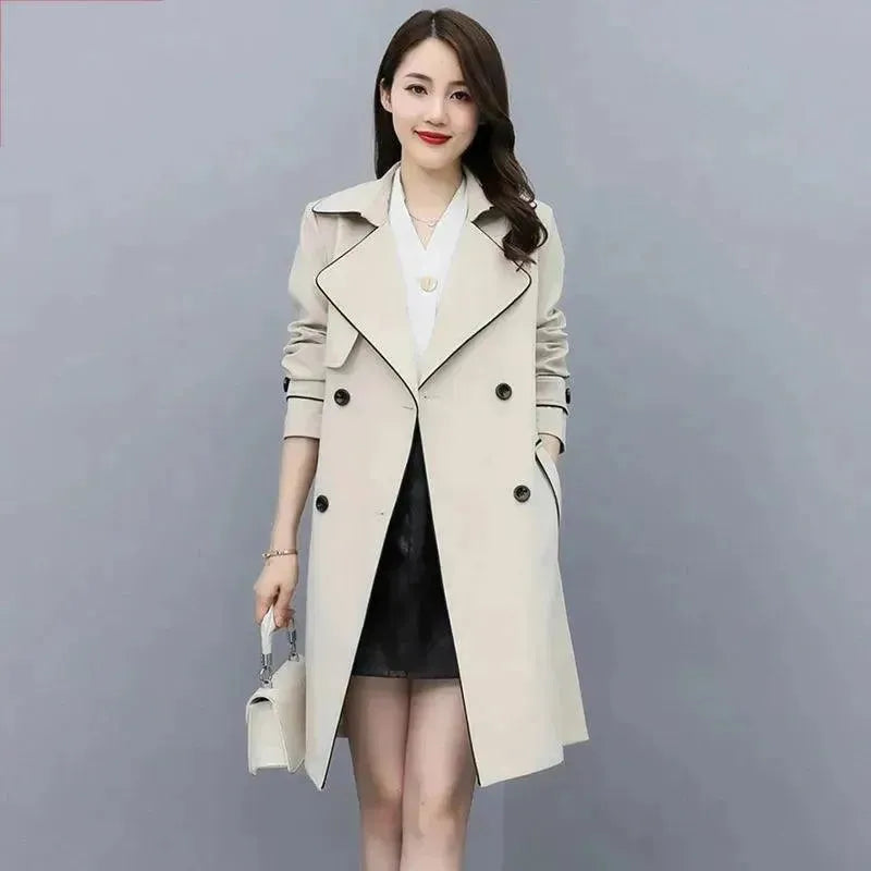 Premium Women's Mid-Length Trench Coat - Waterproof Lightweight Outerwear for Fall & Spring | Office, Travel & Casual Wear