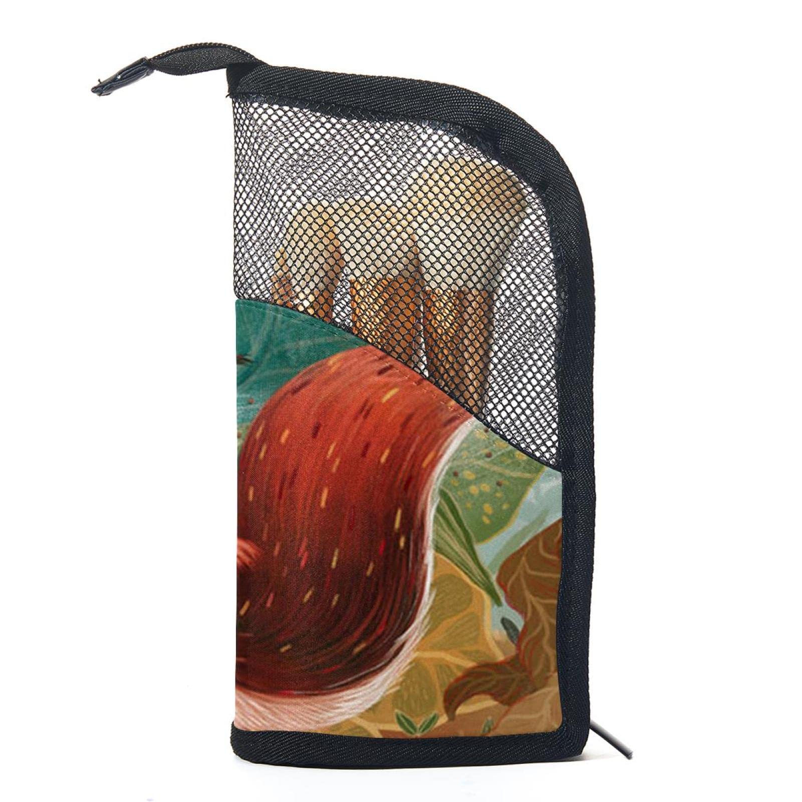 Premium 12-Piece Makeup Brush Organizer Bag with Animal Jungle Leaf Design - Portable Makeup Brush Holder Case for Travel & Professional Makeup Artists