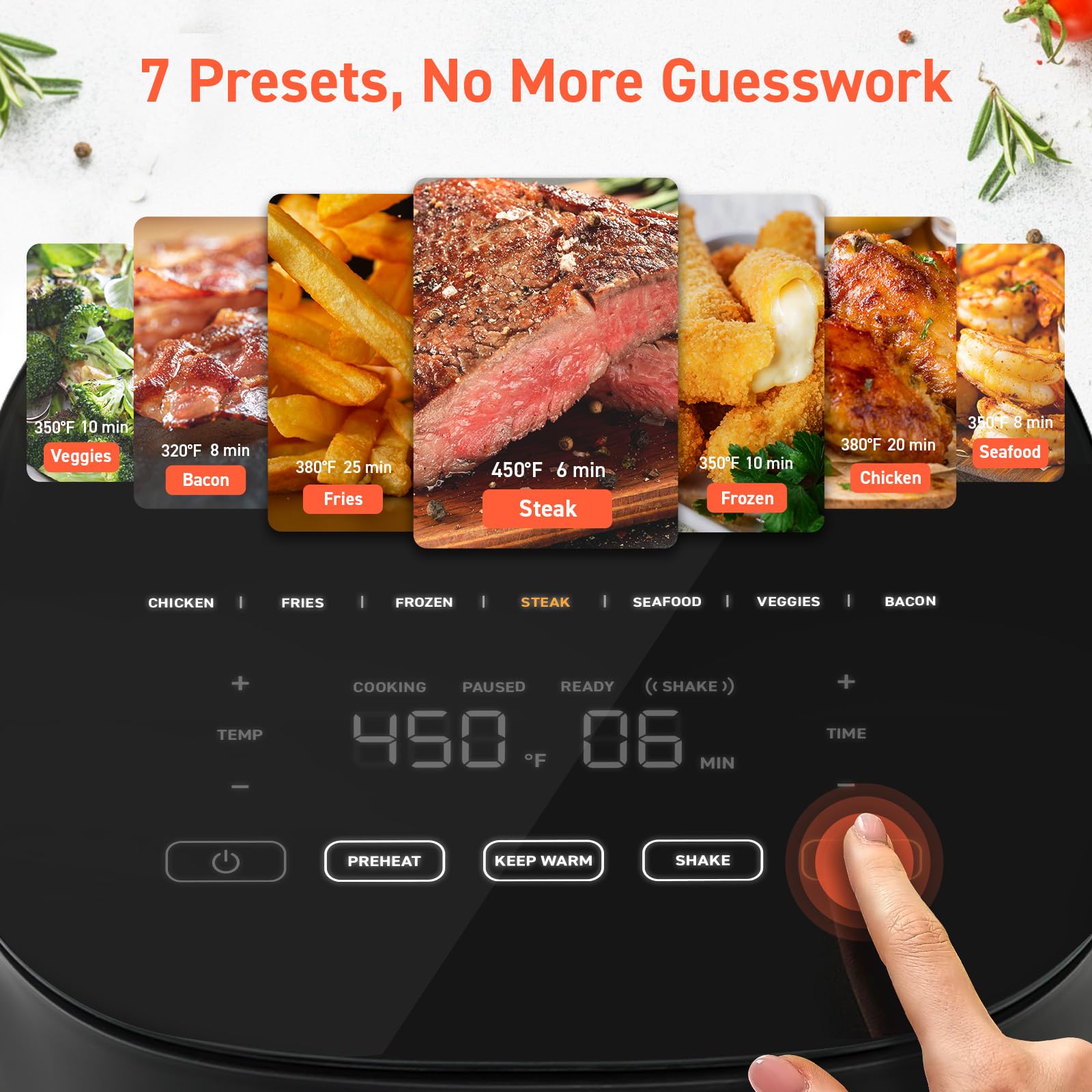 COSORI 5Qt (4.7L) Air Fryer - 9-in-1 Oil Free Air Fryer Oven with 450℉ Fast Cooking, Quiet Operation & Nonstick Dishwasher Safe Basket - Includes 30 Exclusive Recipes - Perfect for Healthy Cooking, Quick Meals & Family Dinners