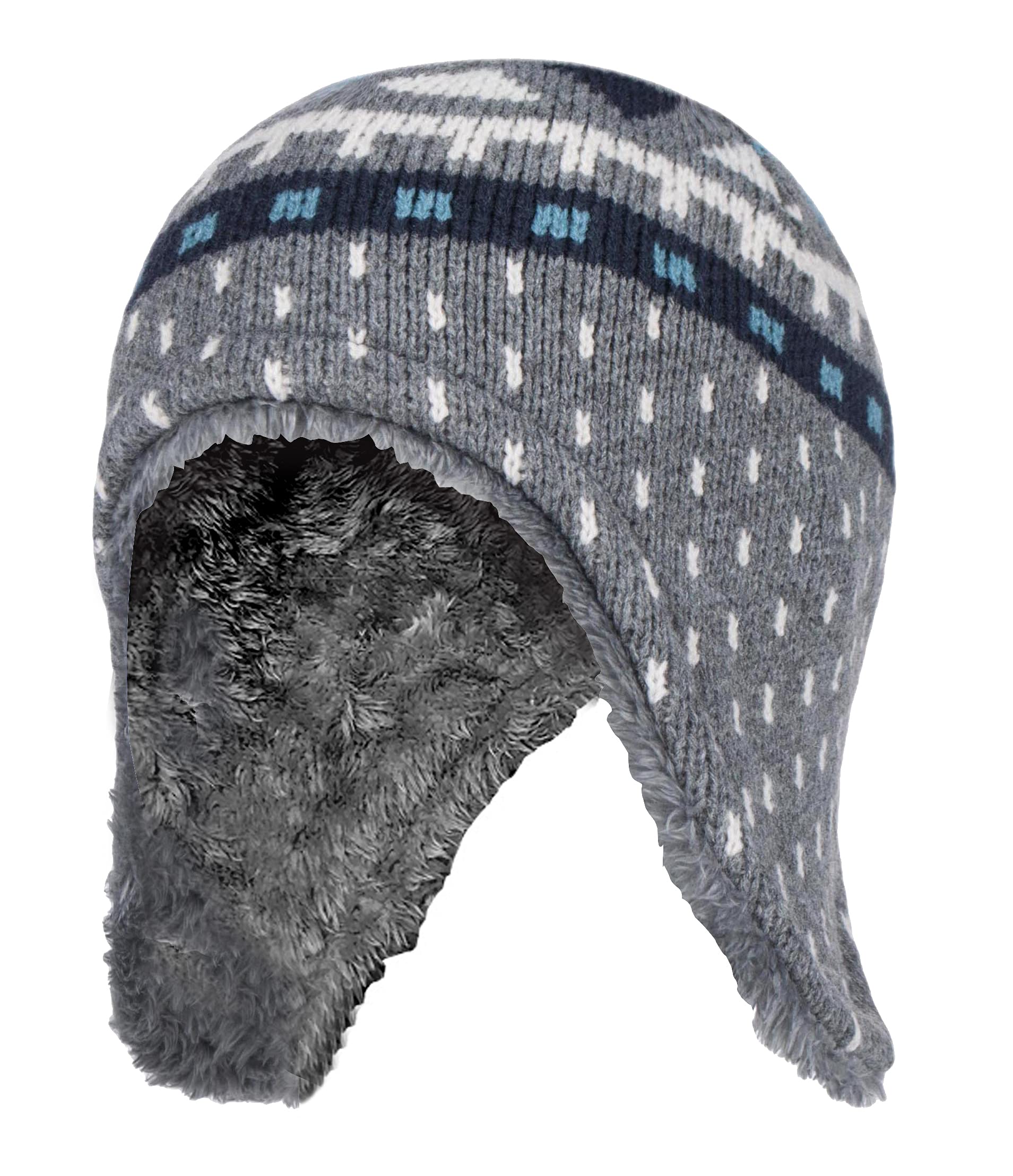 Heat Holders Boys Fleece Lined Winter Hat with Ear Flaps & Mittens Set - Warm Cold Weather Outdoor Accessories for Snow Play, Skiing, and Winter Activities