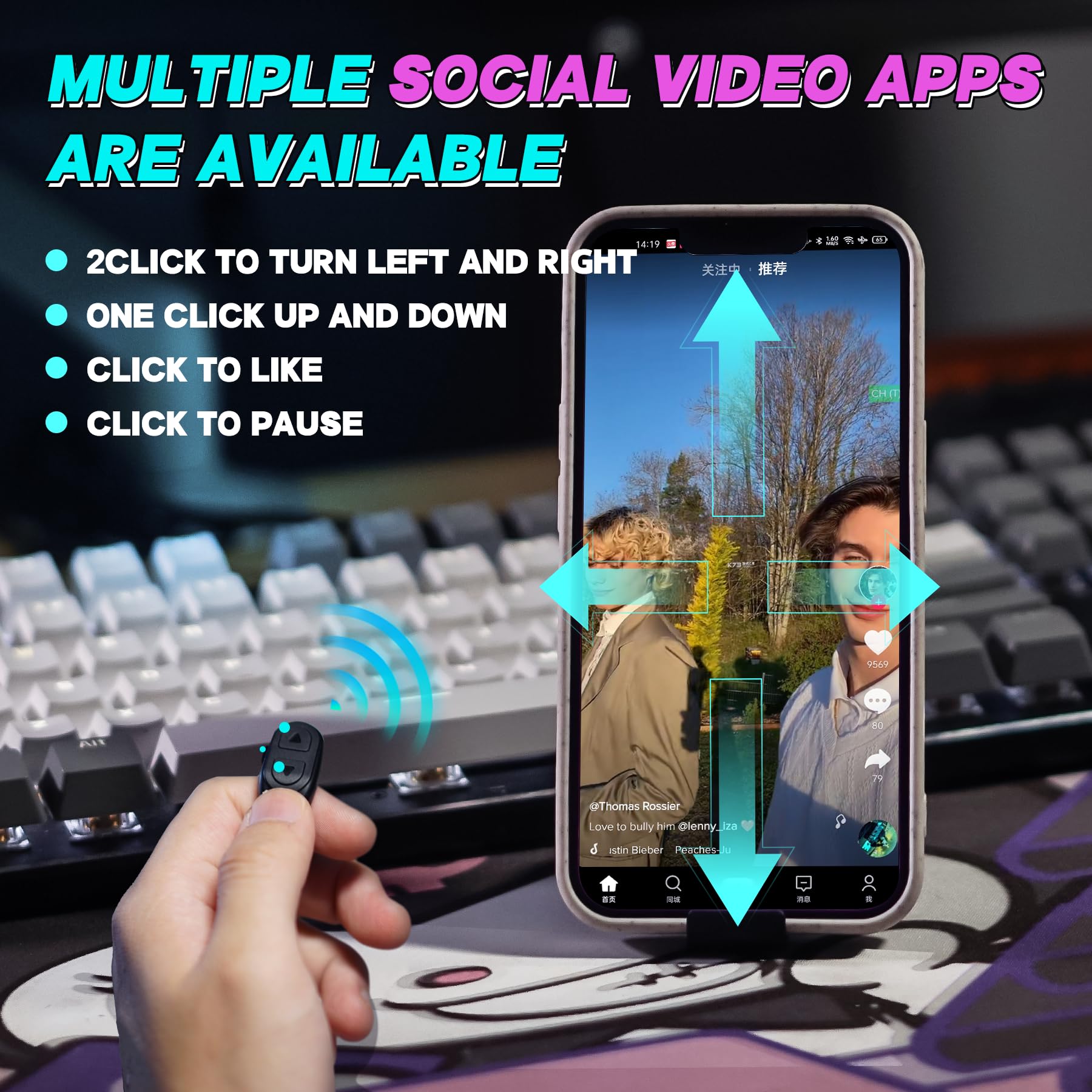 TikTok Viral Bluetooth Smart Scrolling Ring - Wireless Page Turner for Kindle/Books, Camera Shutter Remote & Selfie Button - Compatible with iPhone, iPad, Android - Perfect for Reading, Photography & Video Calls (Black)