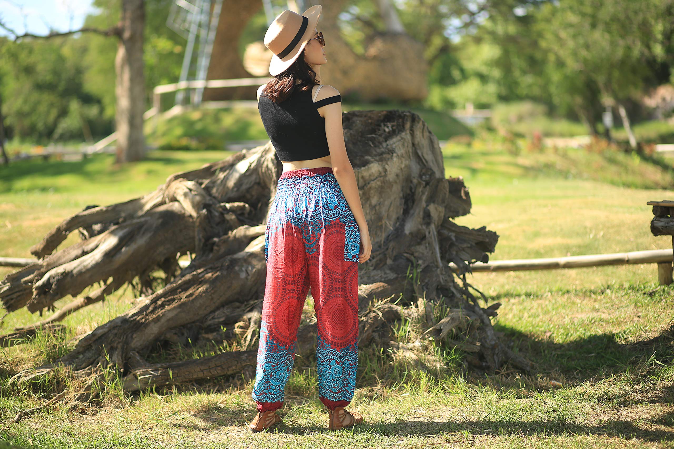 Boho Harem Pants for Women - Comfortable Yoga Trousers, Bohemian Beach Lounge Pants for Yoga, Meditation & Vacation Wear