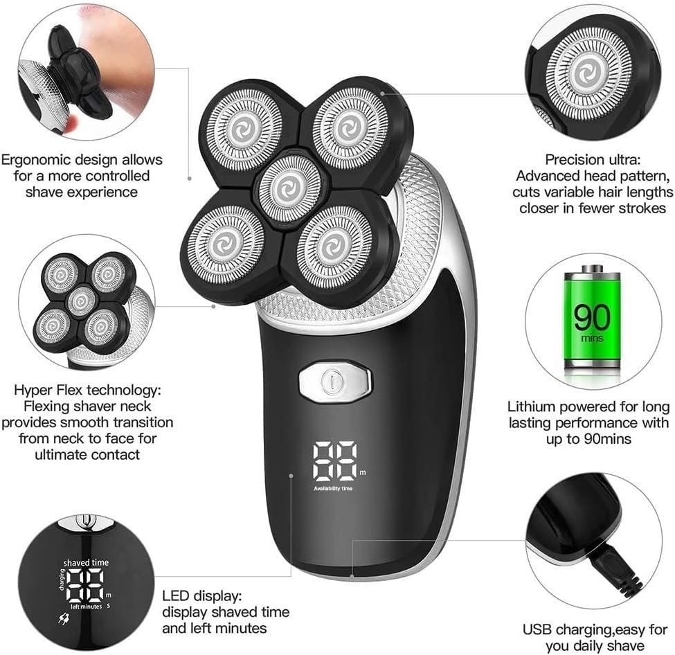 Professional 5-in-1 Electric Razor for Men - Rechargeable Wet/Dry Shaver with Beard Trimmer & Facial Grooming Kit | Perfect for Travel, Home & Office Use